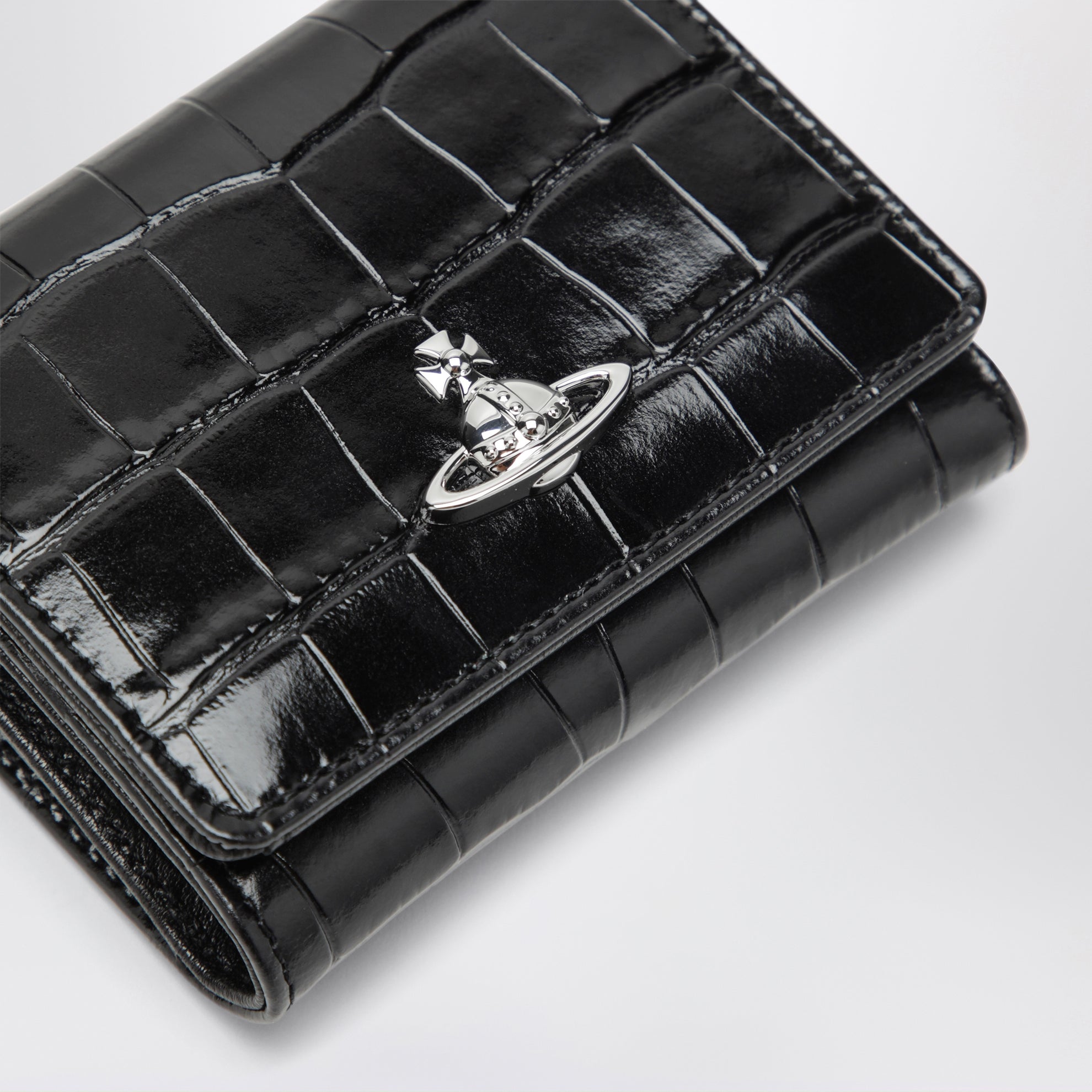 Portefeuille Small Frame noir en cuir de veau