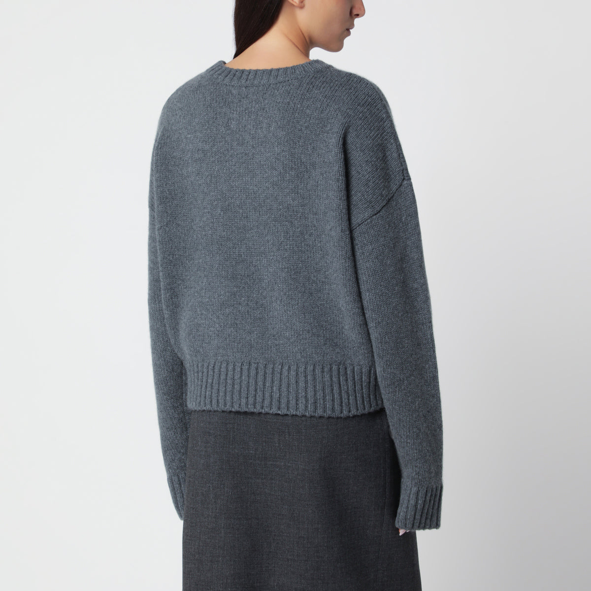 Pull col rond gris en cachemire