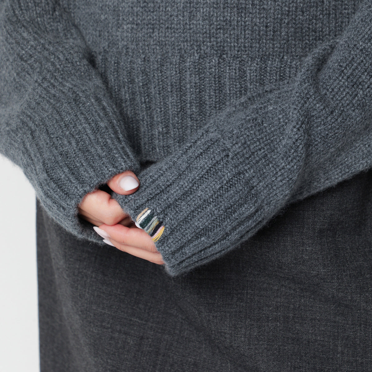 Pull col rond gris en cachemire