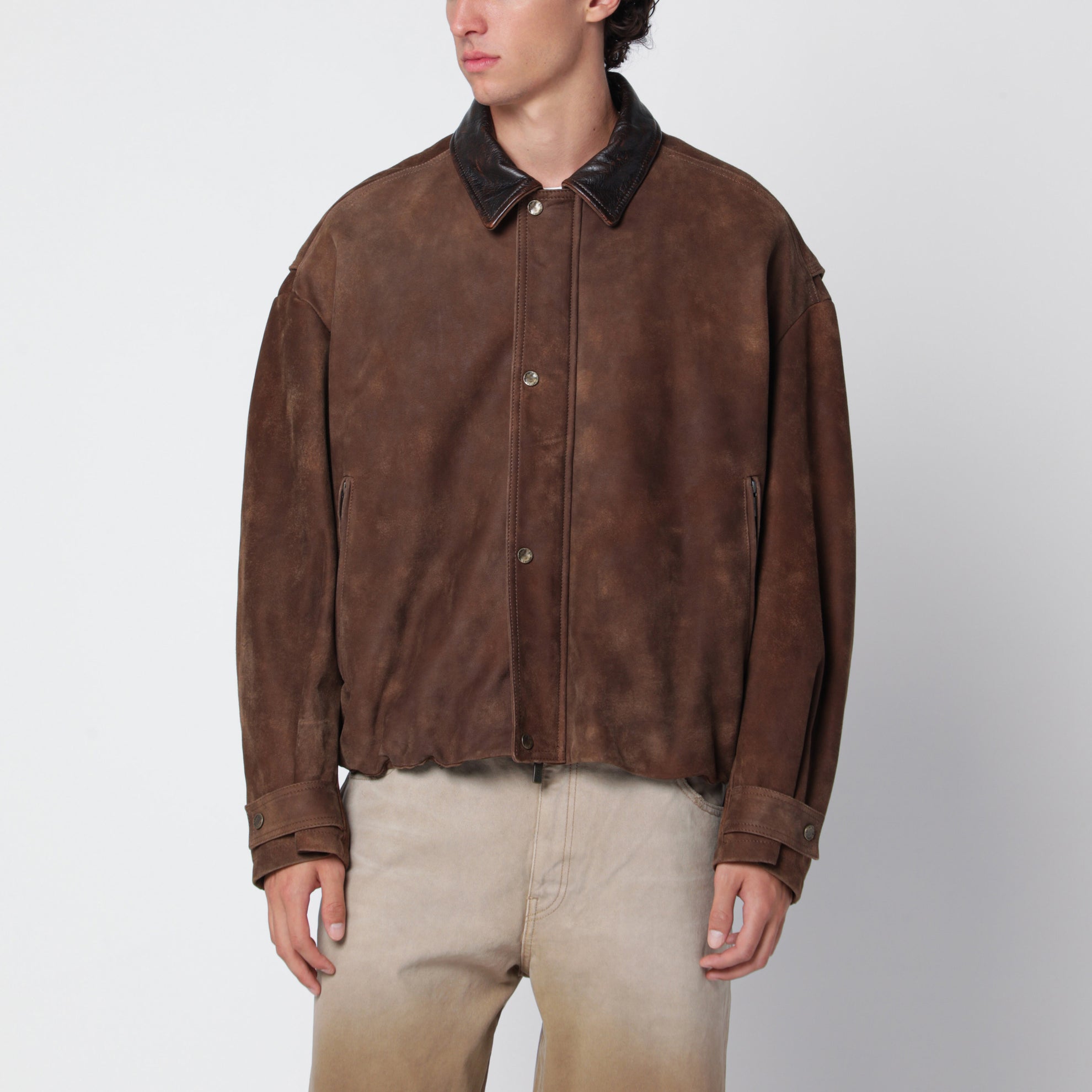 Brown jacket in vintage-effect suede