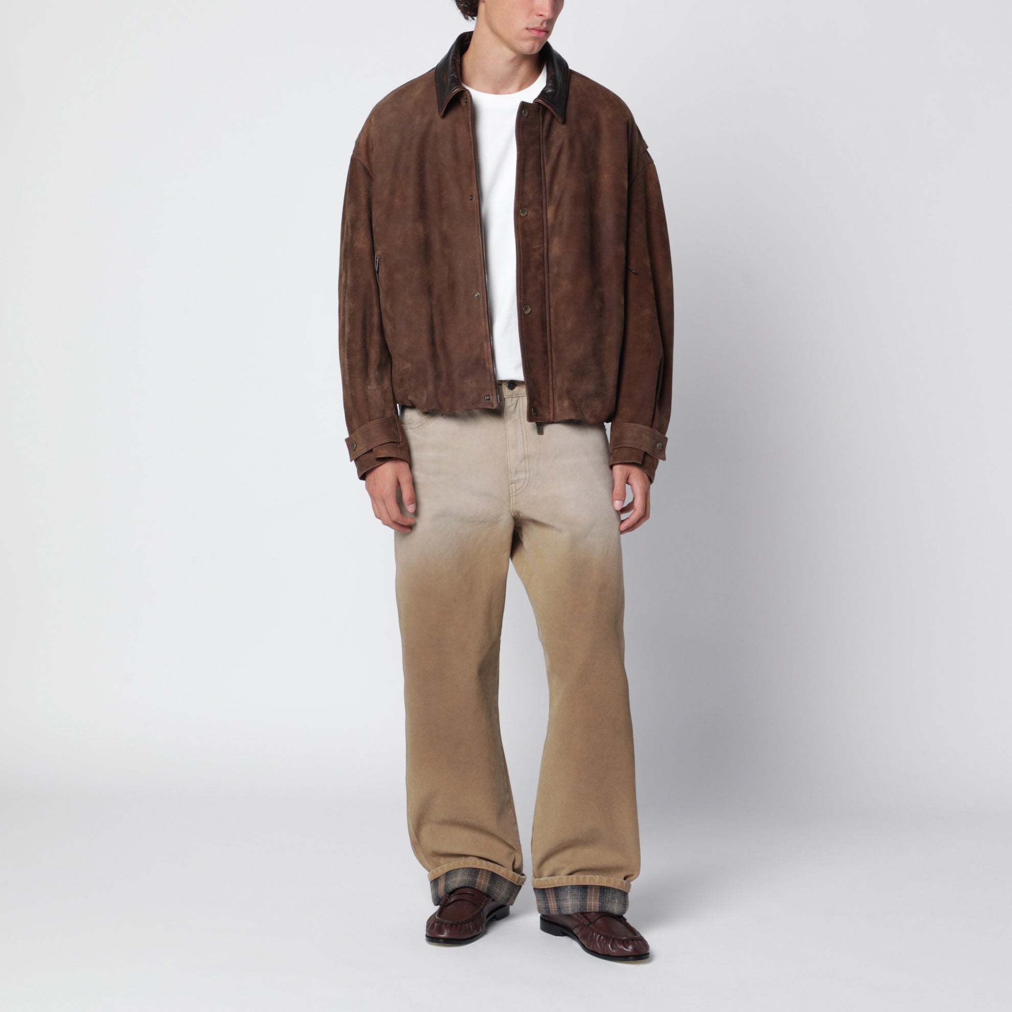 Brown jacket in vintage-effect suede