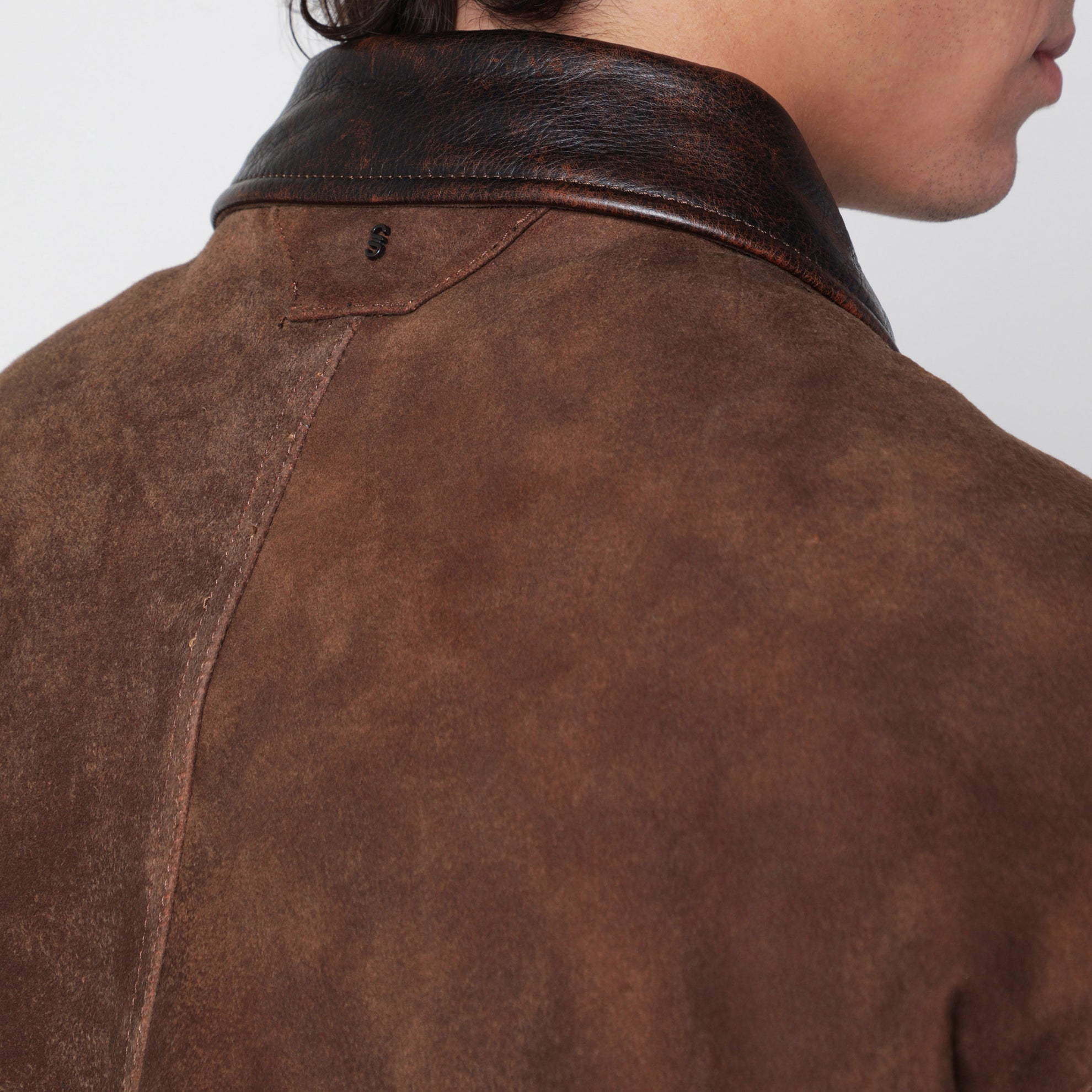 Brown jacket in vintage-effect suede