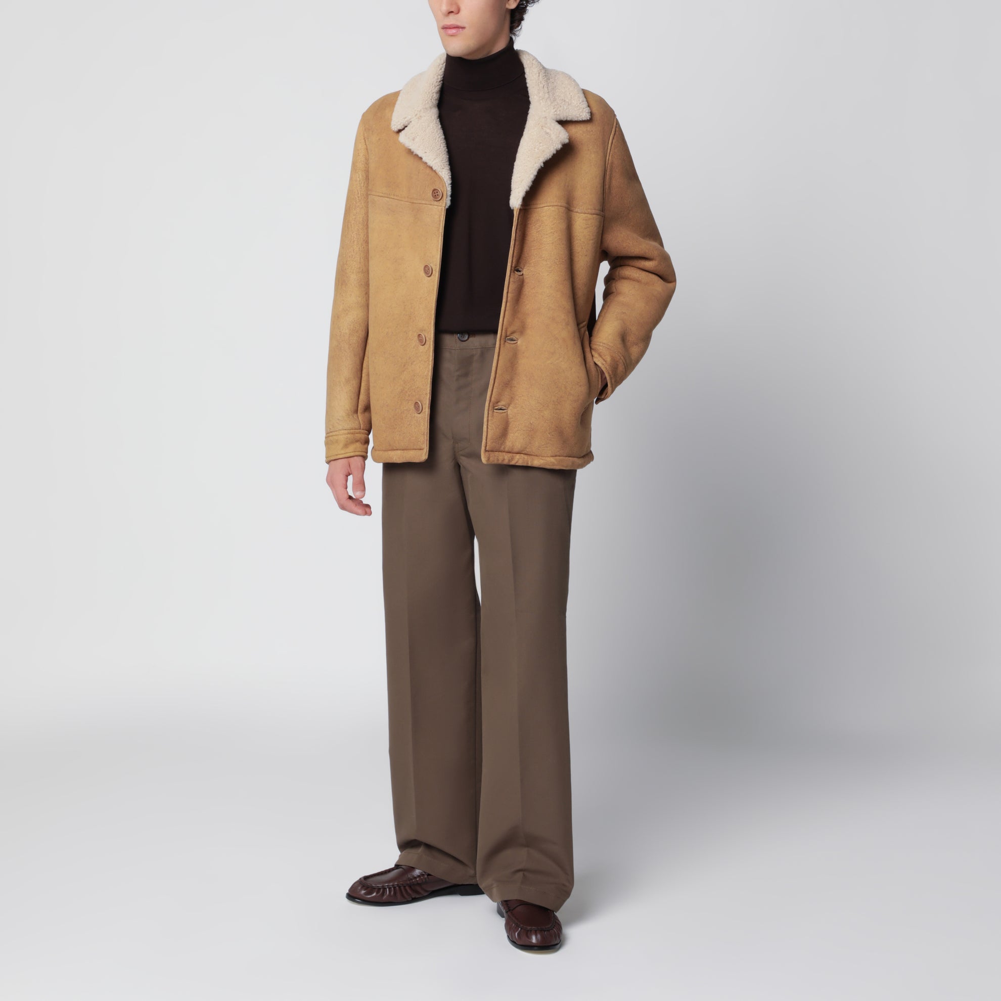 Karamellfarbene Lederjacke