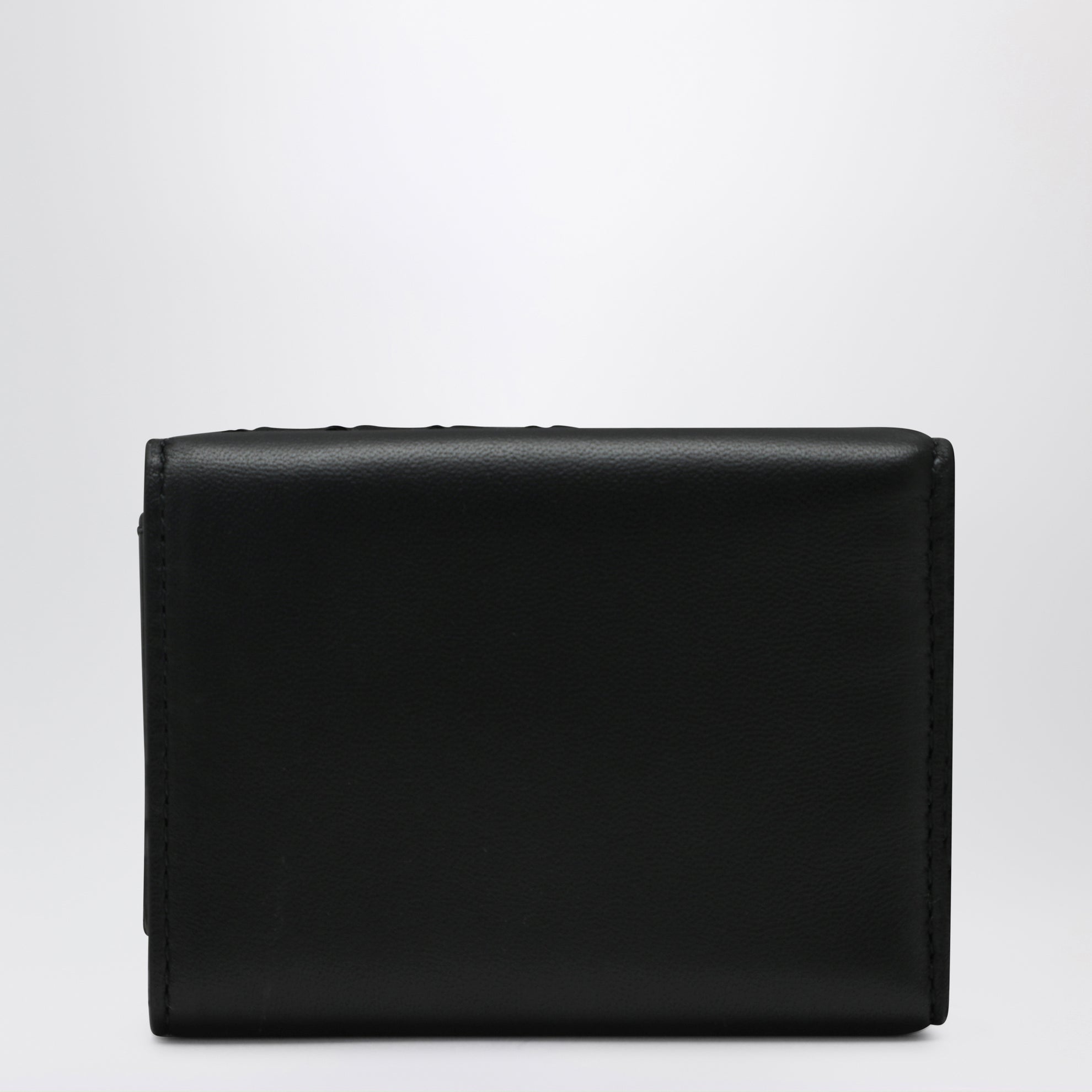 Portafoglio Tri-Fold nero in Intrecciato