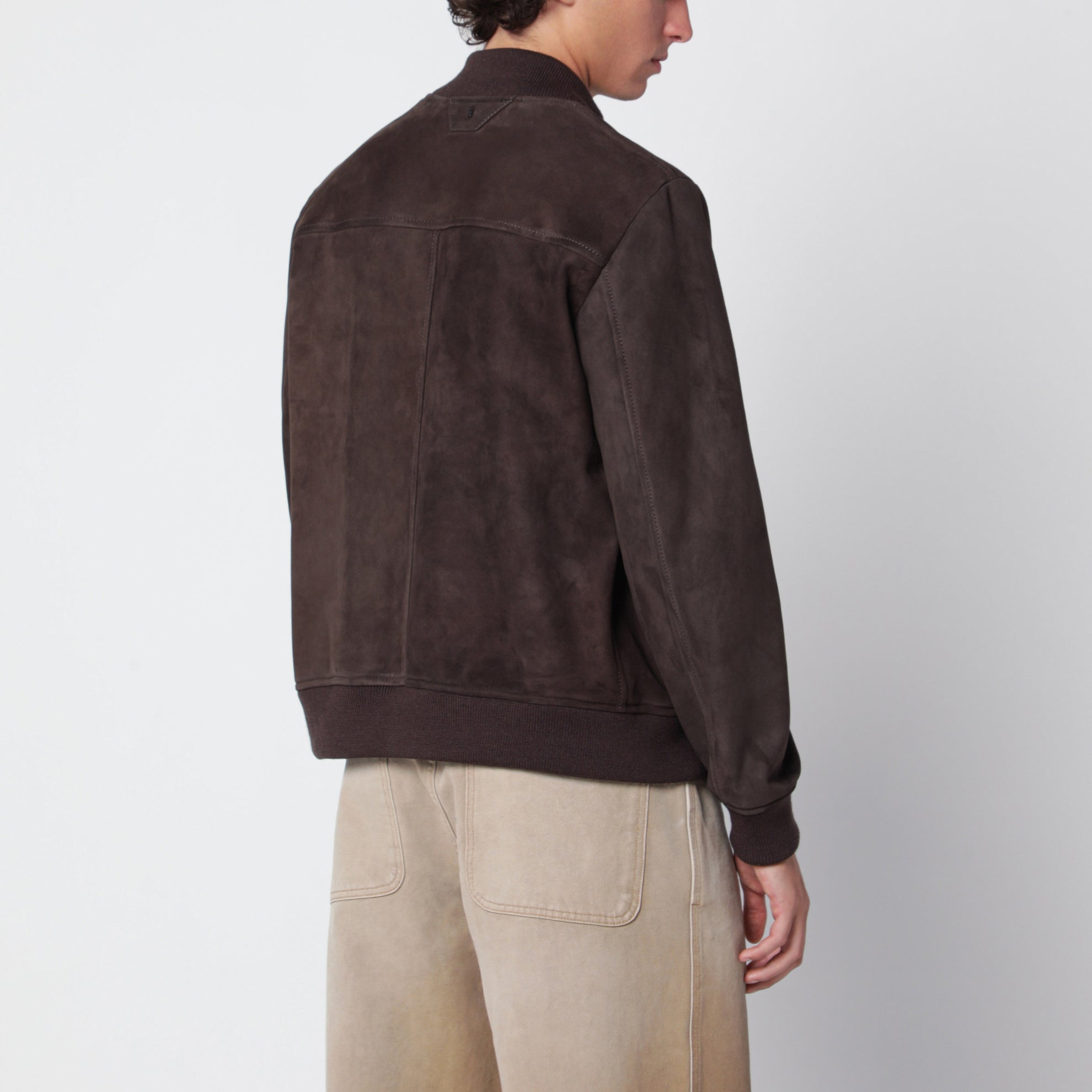 Bomber scamosciato marrone scuro