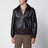 Dark brown leather zip-up jacket