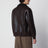 Dark brown leather zip-up jacket