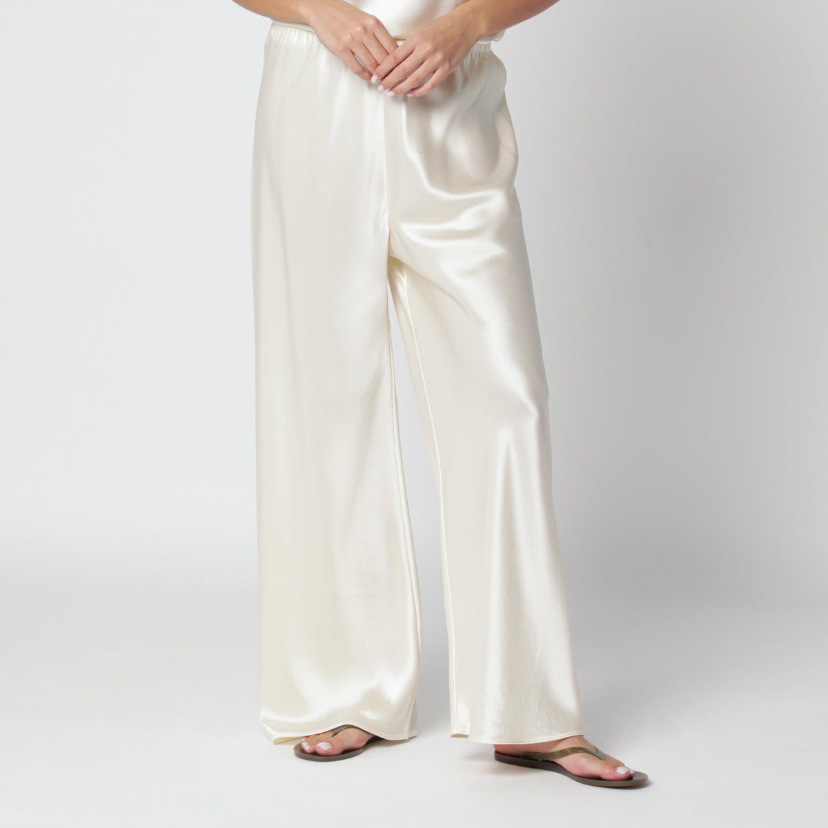Pantaloni Bias Satin color vaniglia in raso