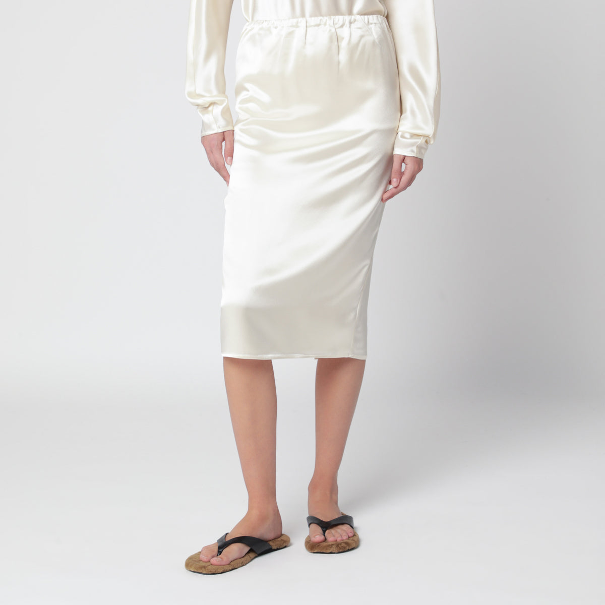 Jupe Liu vanille en satin