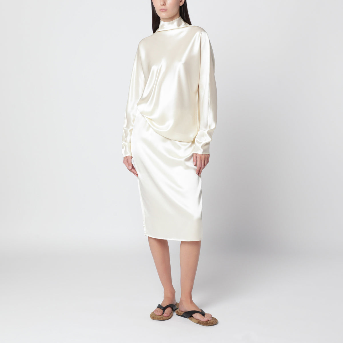 Jupe Liu vanille en satin