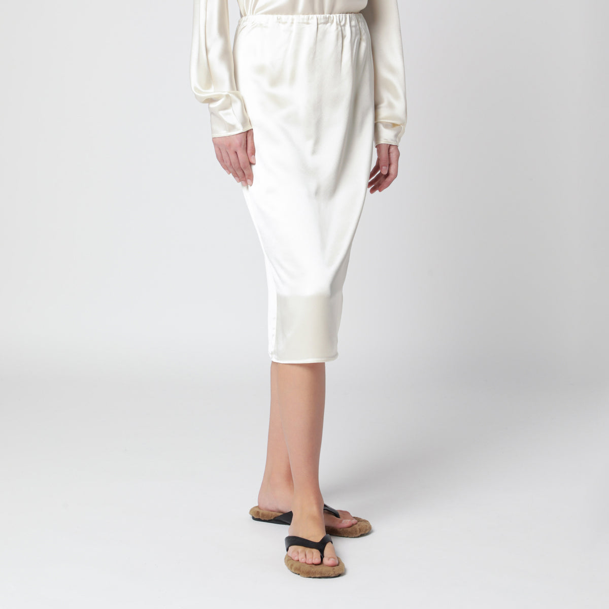 Jupe Liu vanille en satin