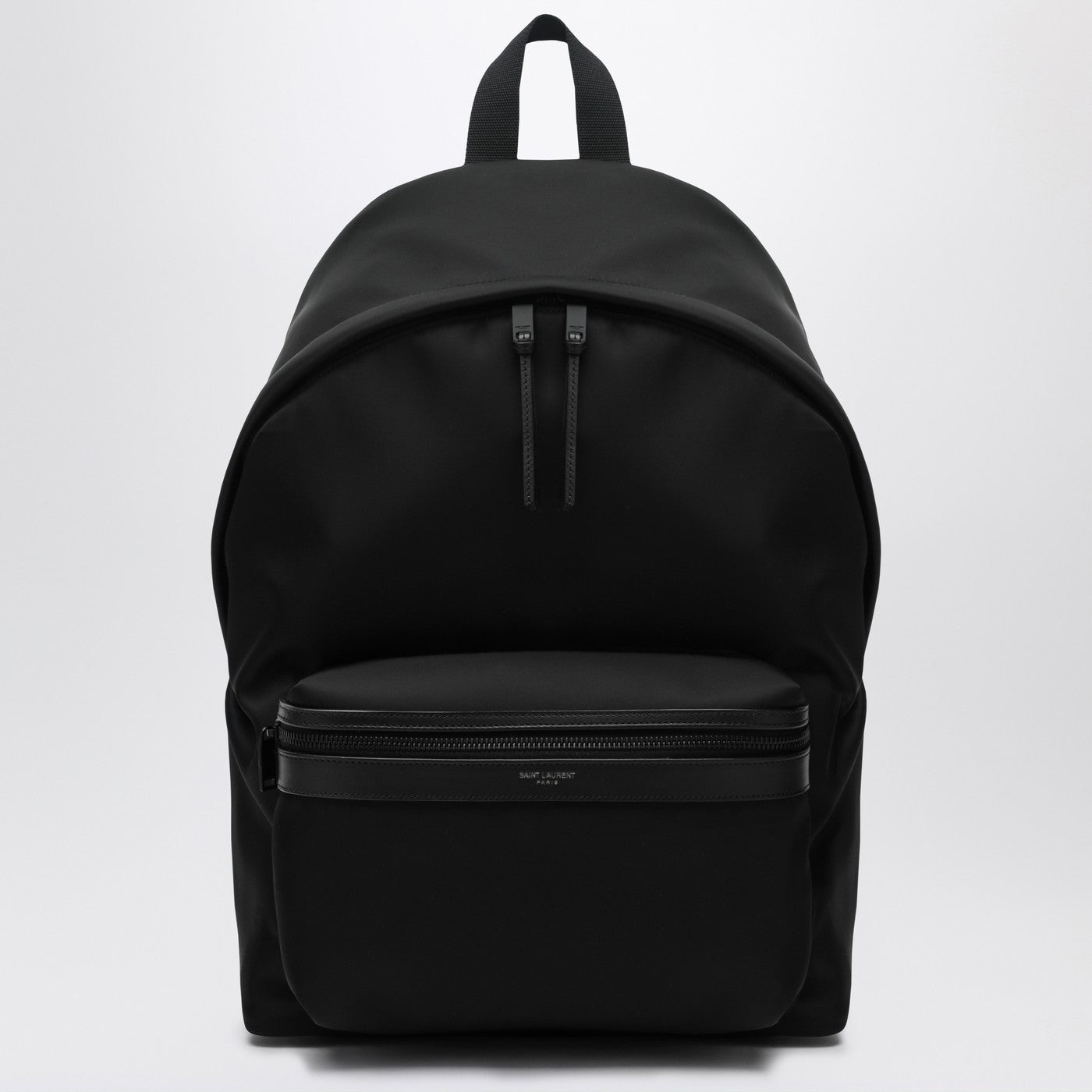 Black leather and nylon backpack