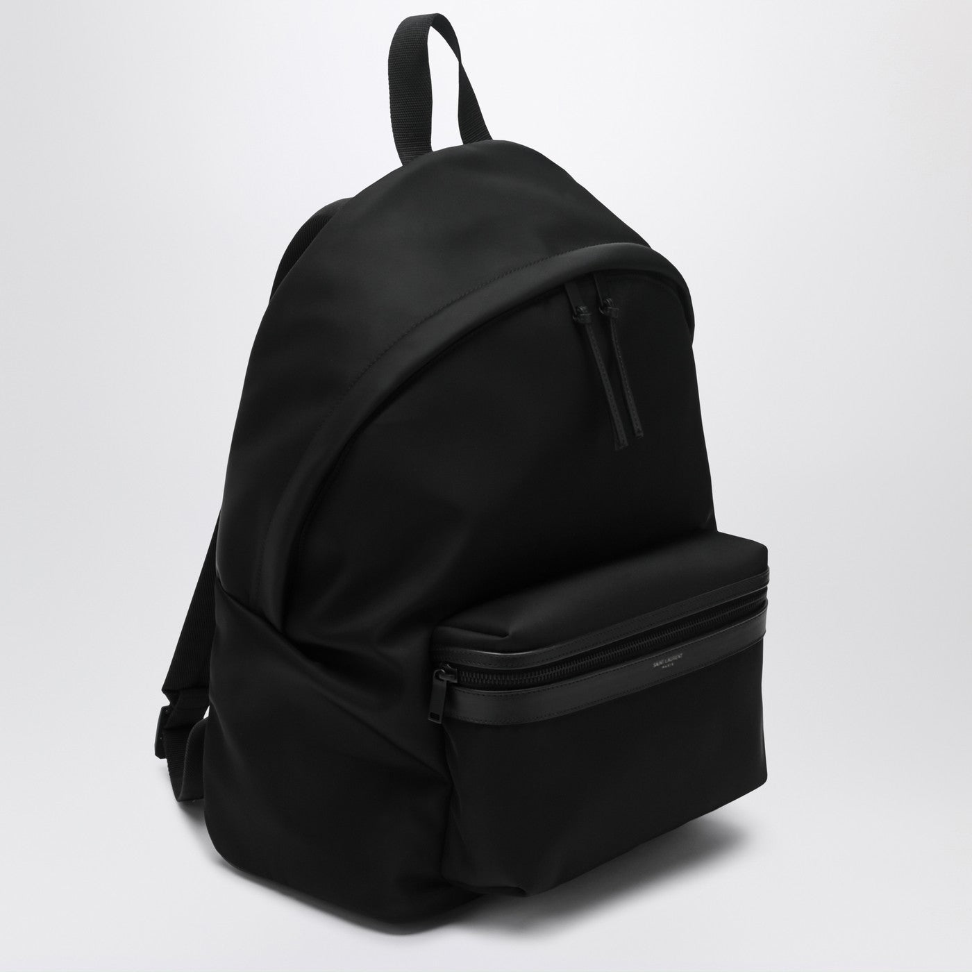 Black leather and nylon backpack