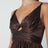 Langes drapiertes Seidenkleid in Bitter Chocolate