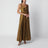 Olive Green Draped Silk Maxi Dress