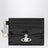 Porte-cartes à breloques en cuir noir effet croco