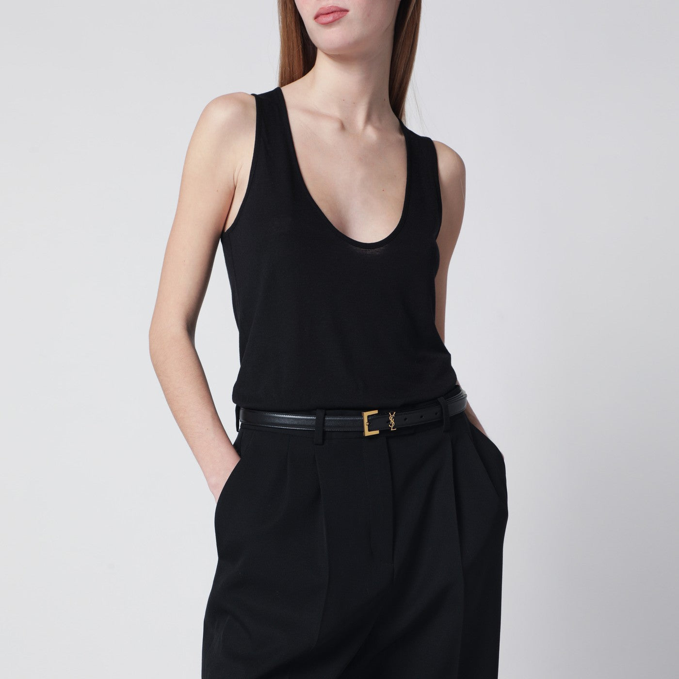 Black Cassandre leather belt