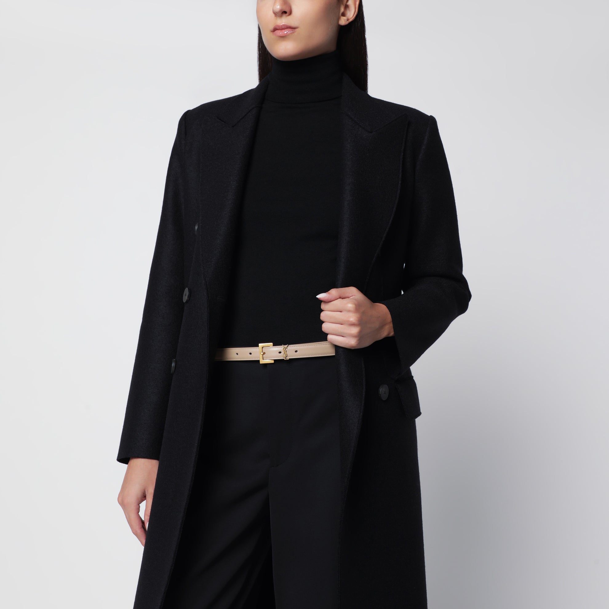 Dark beige Cassandre belt in box leather