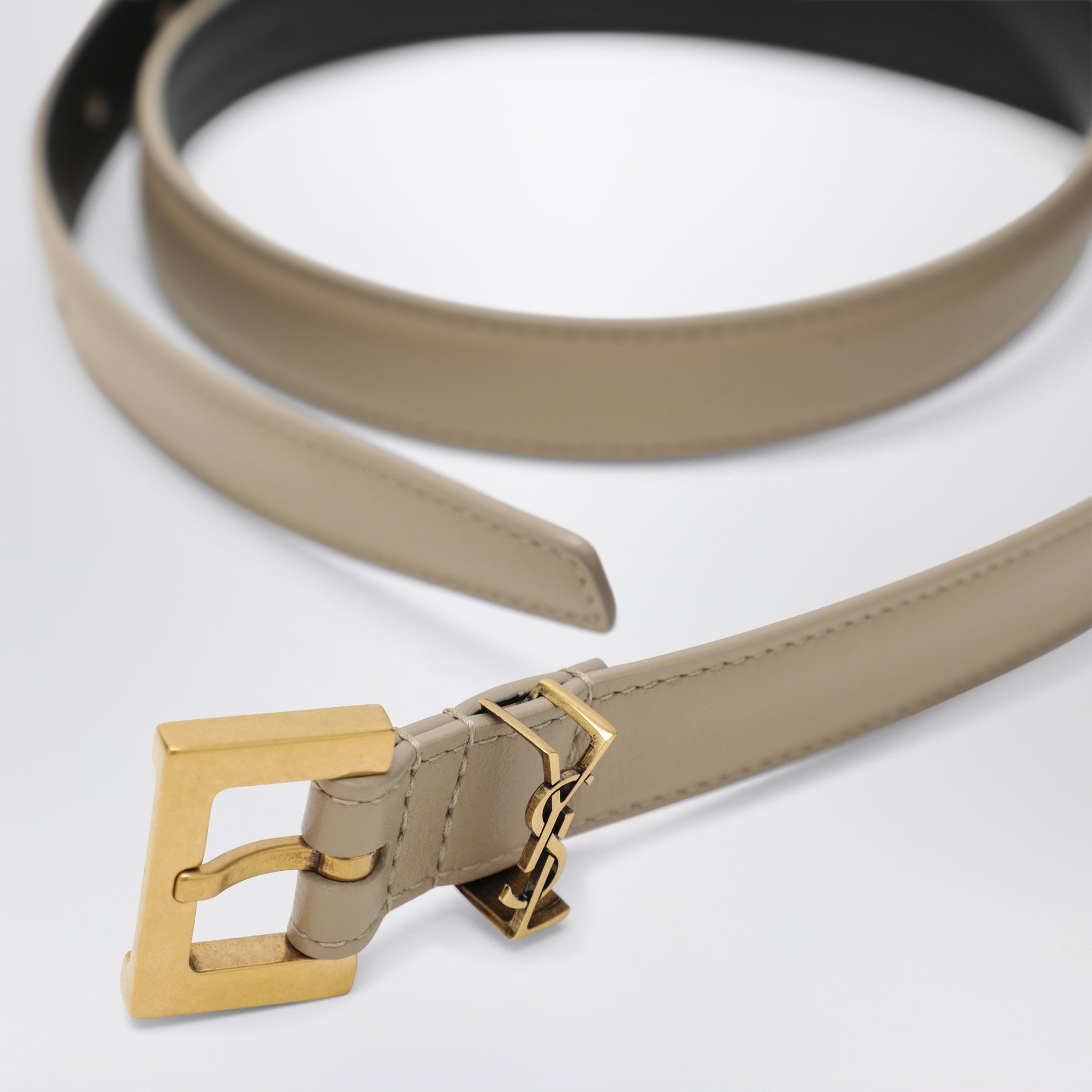 Dark beige Cassandre belt in box leather
