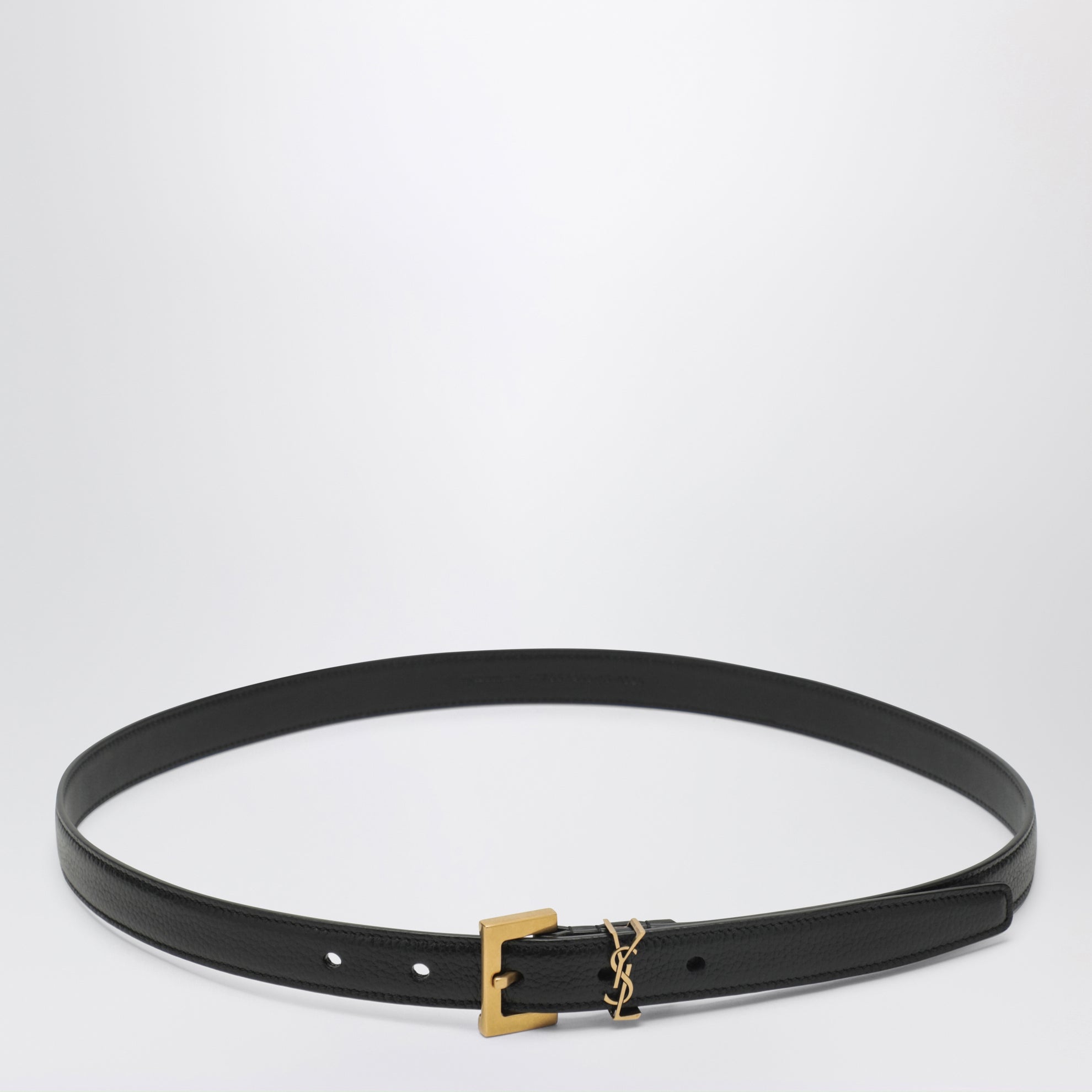 Ceinture fine Cassandre en cuir grainé noir