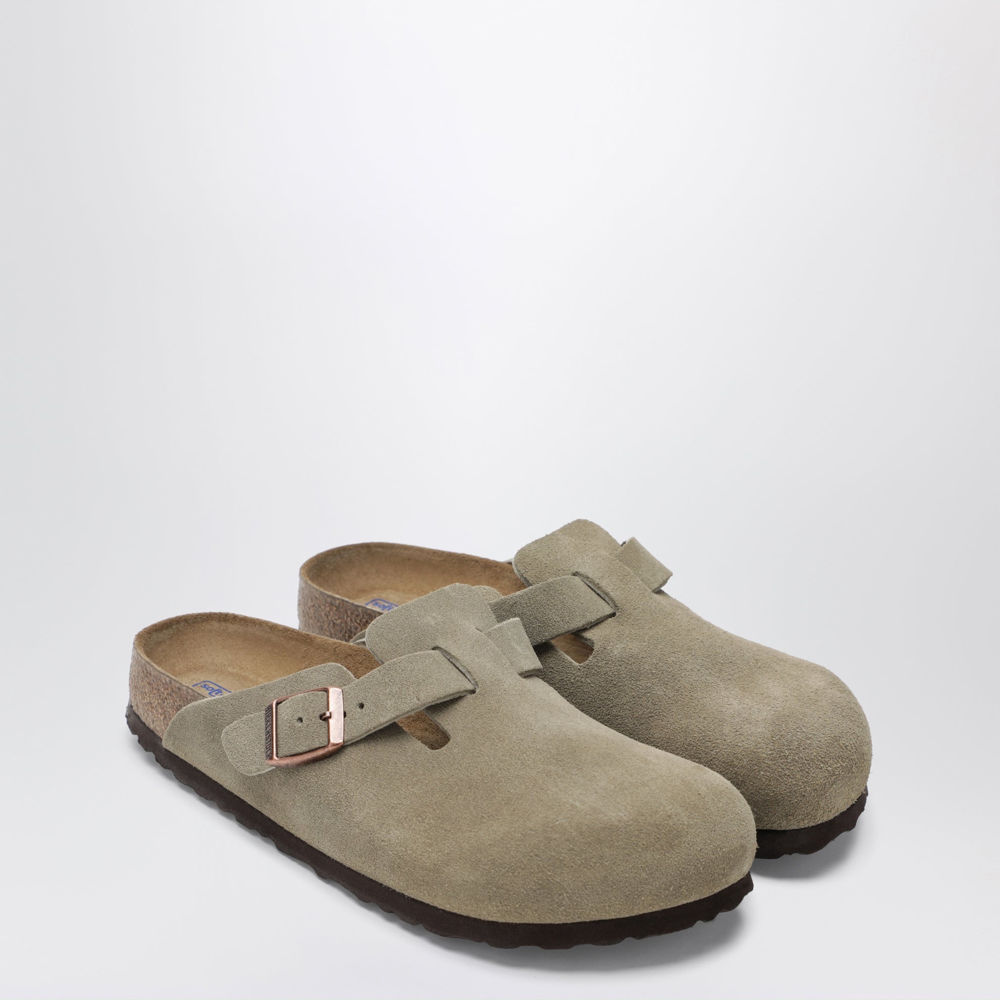Taupe suede Boston clogs by Birkenstock