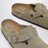 Taupe suede Boston clogs by Birkenstock