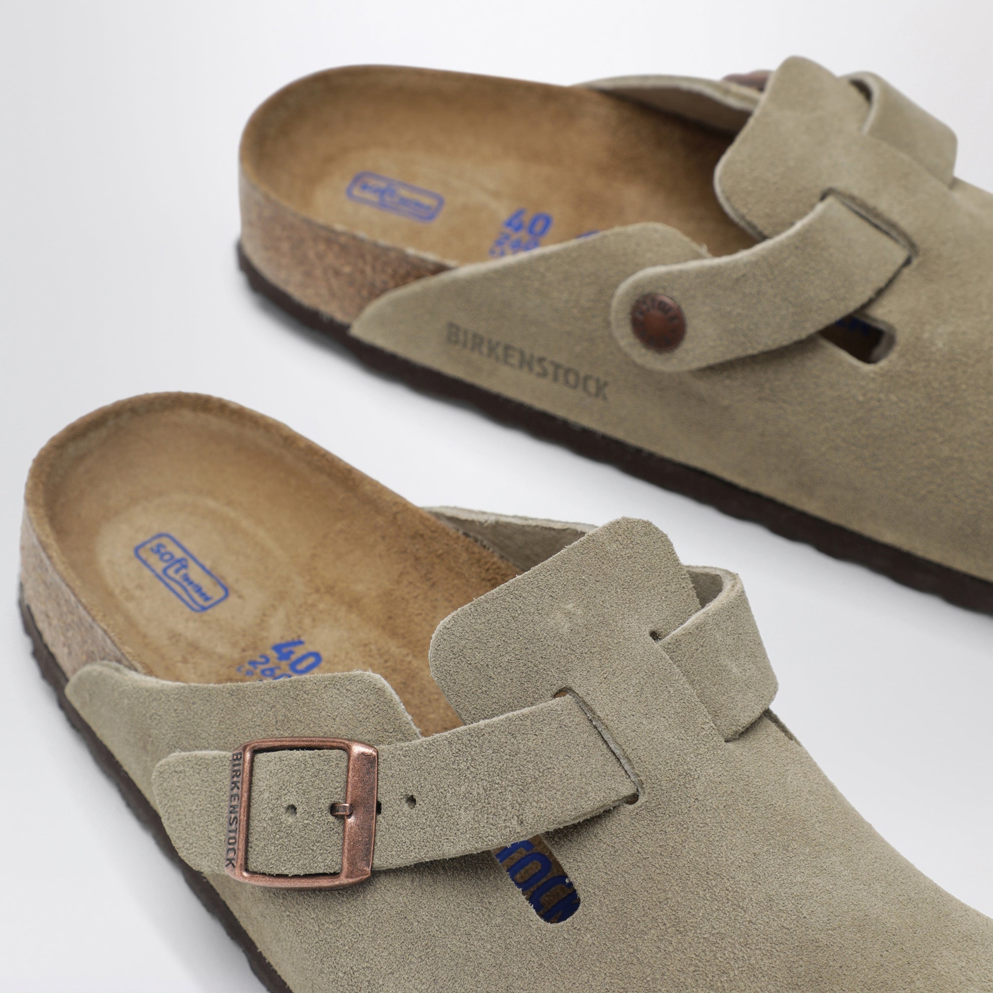 Taupe suede Boston clogs by Birkenstock