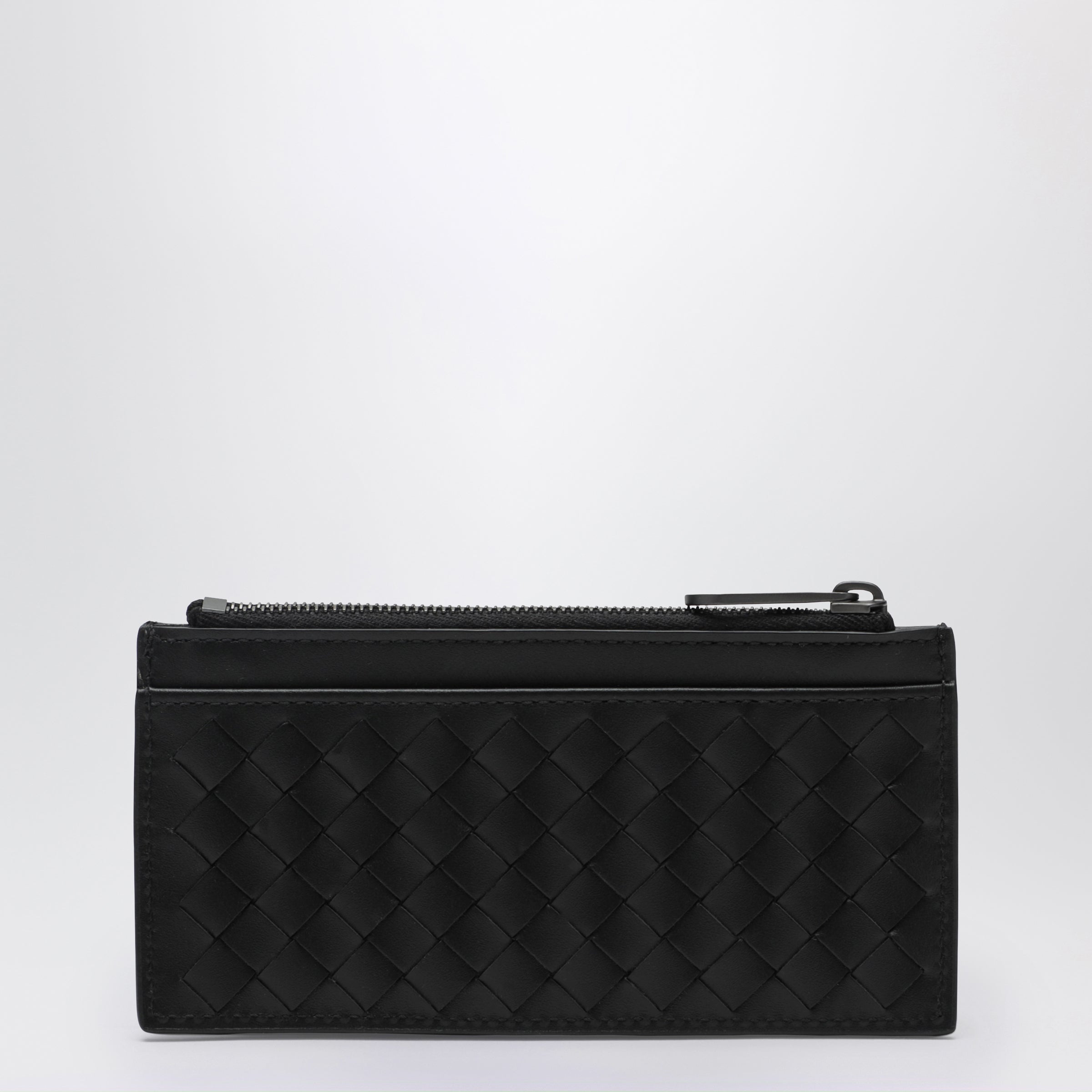 Bottega Veneta Card Holder with Black Intrecciato Zipper | TheDoubleF