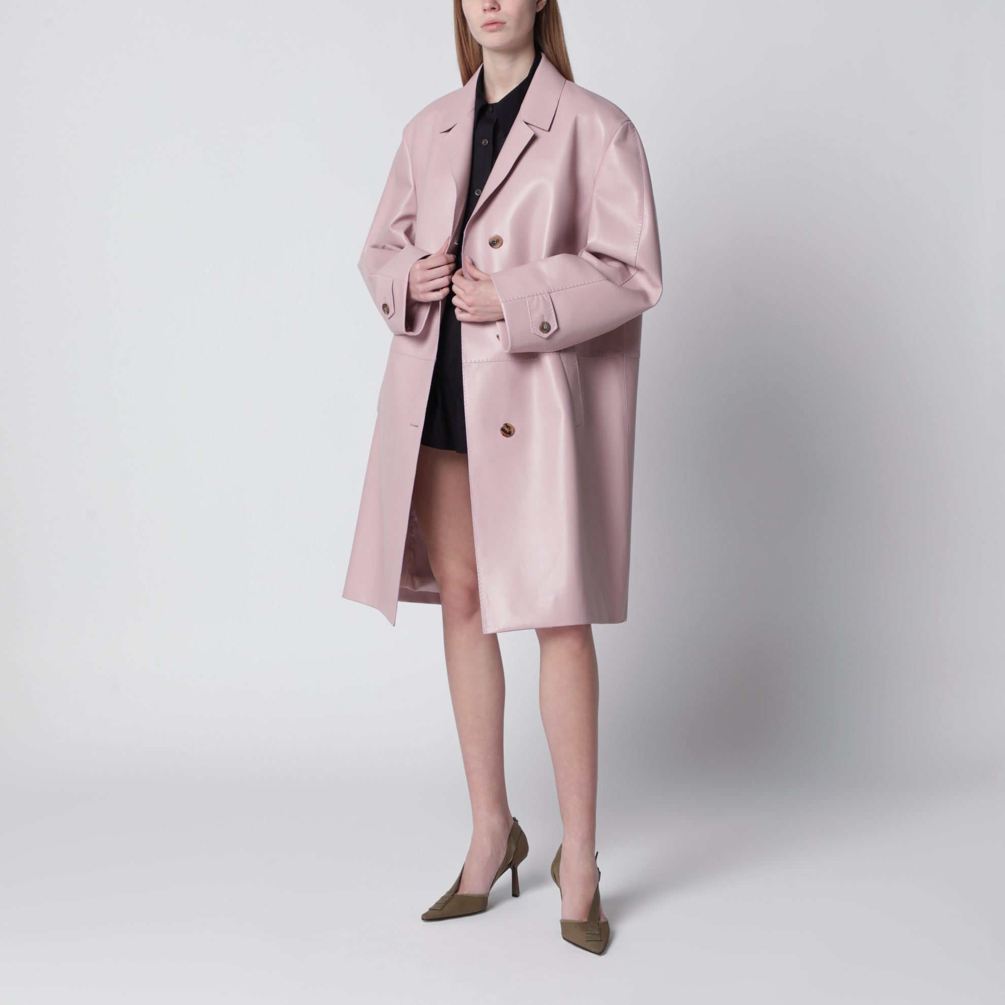 Mantel aus Nappaleder in Alabasterrosa