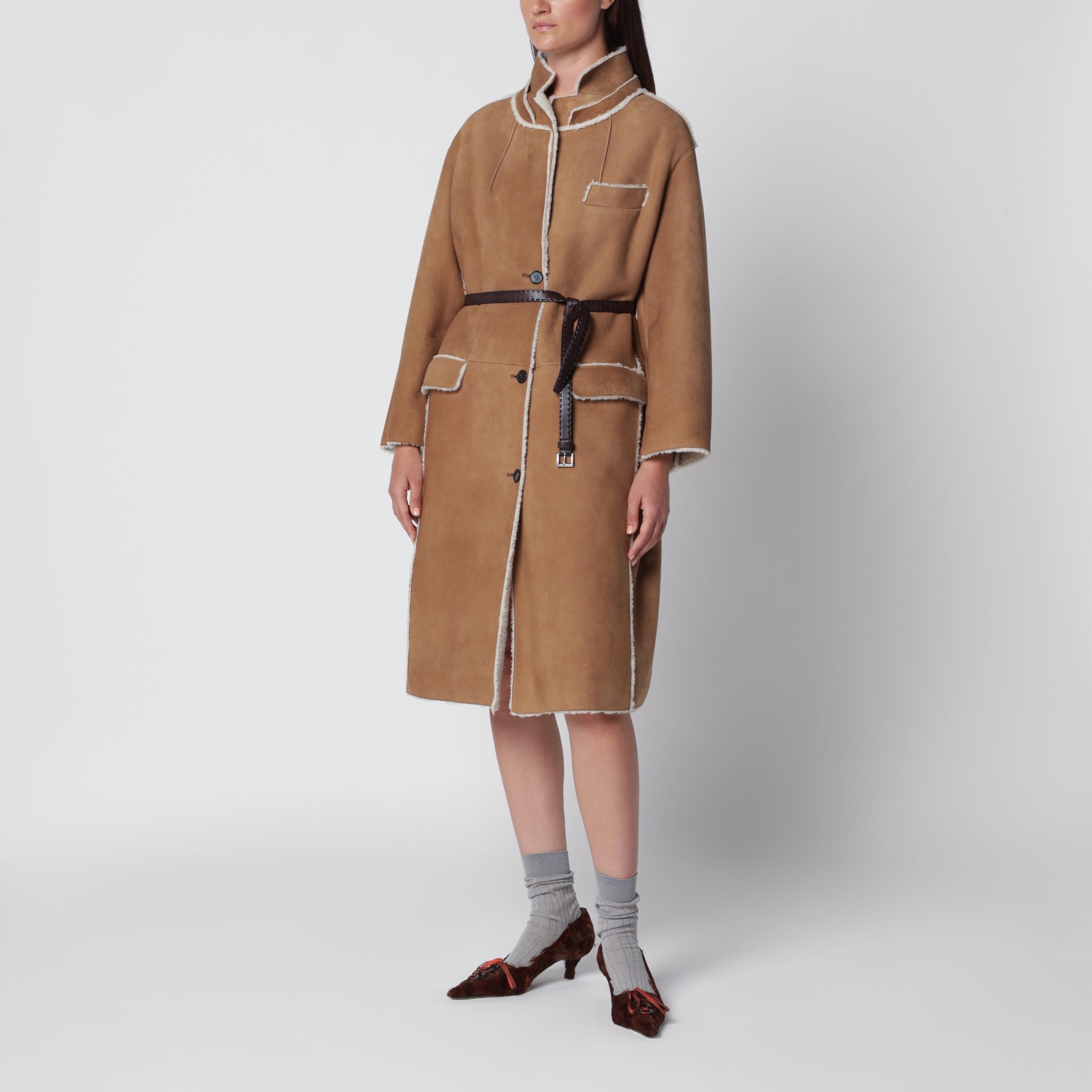 Cappotto color cammello in montone