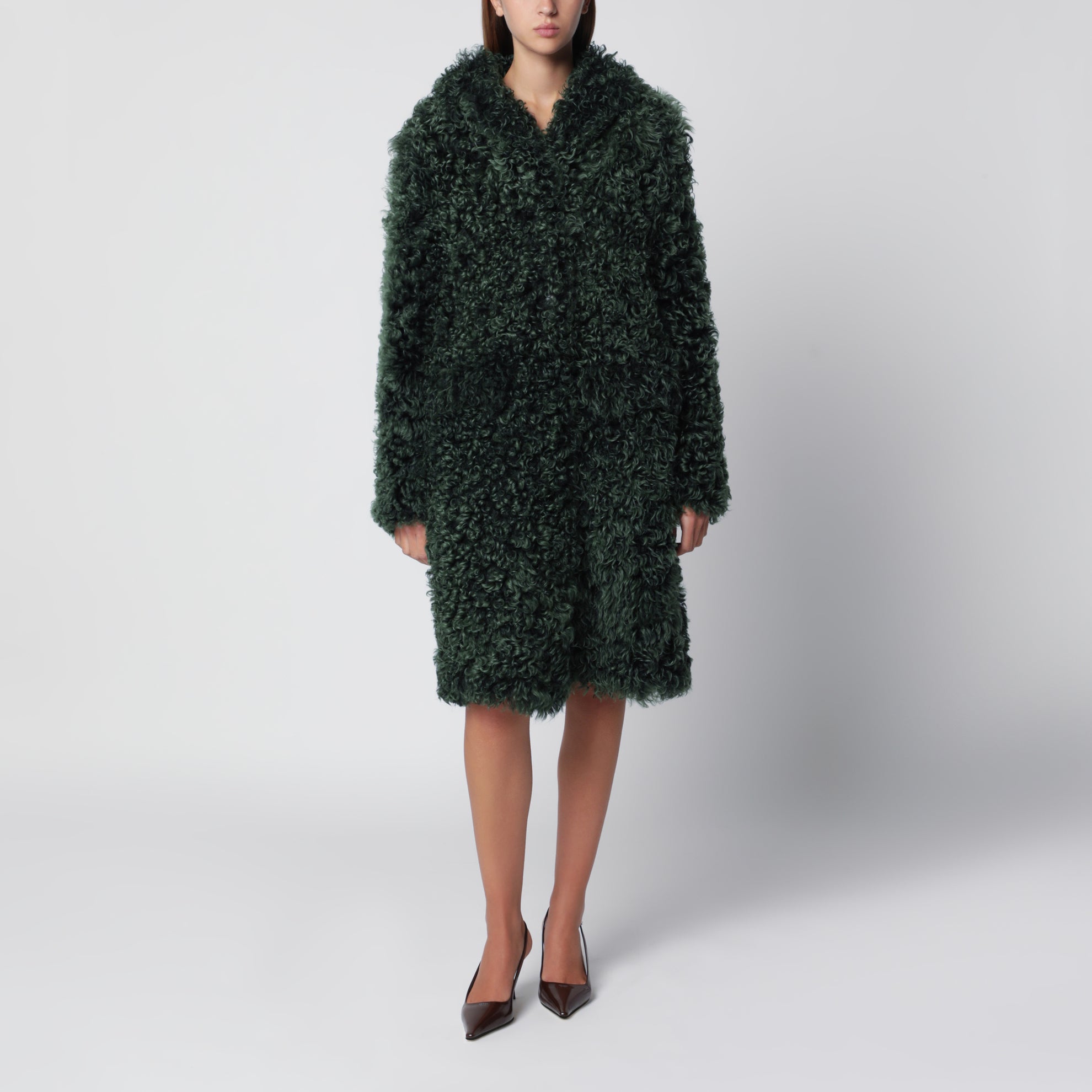 Manteau en fourrure vert émeraude