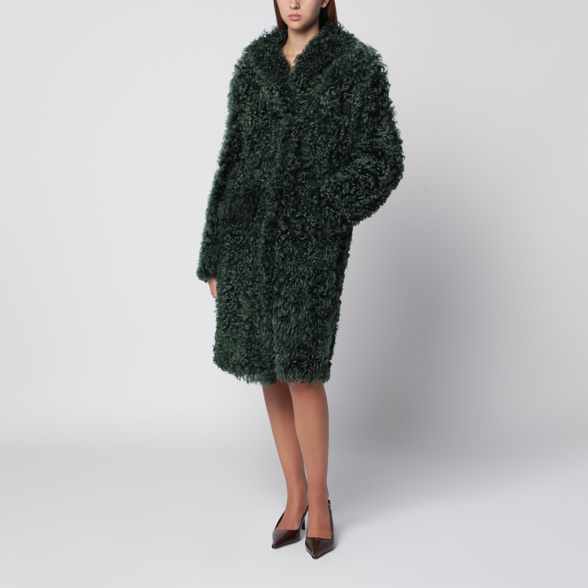 Manteau en fourrure vert émeraude