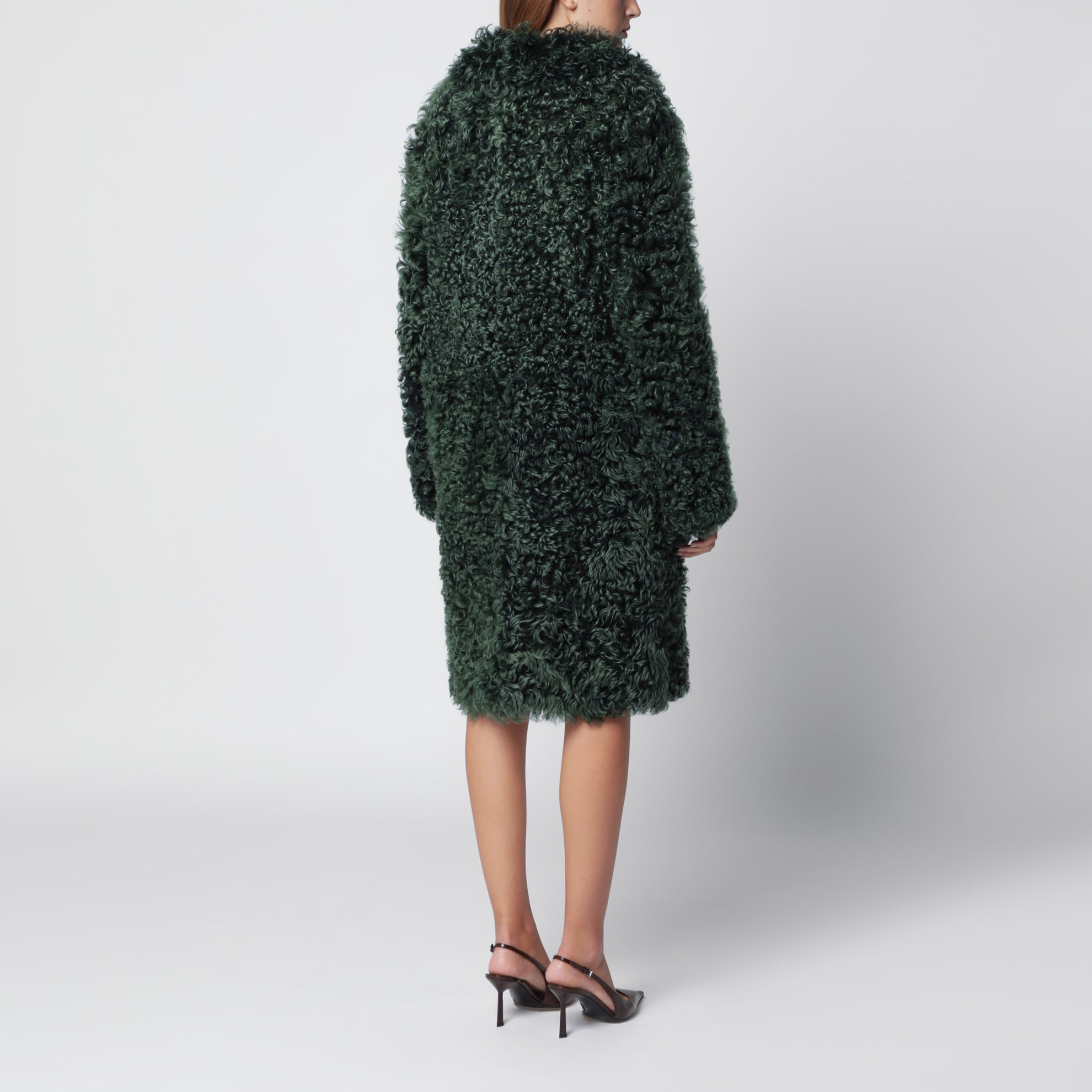 Manteau en fourrure vert émeraude