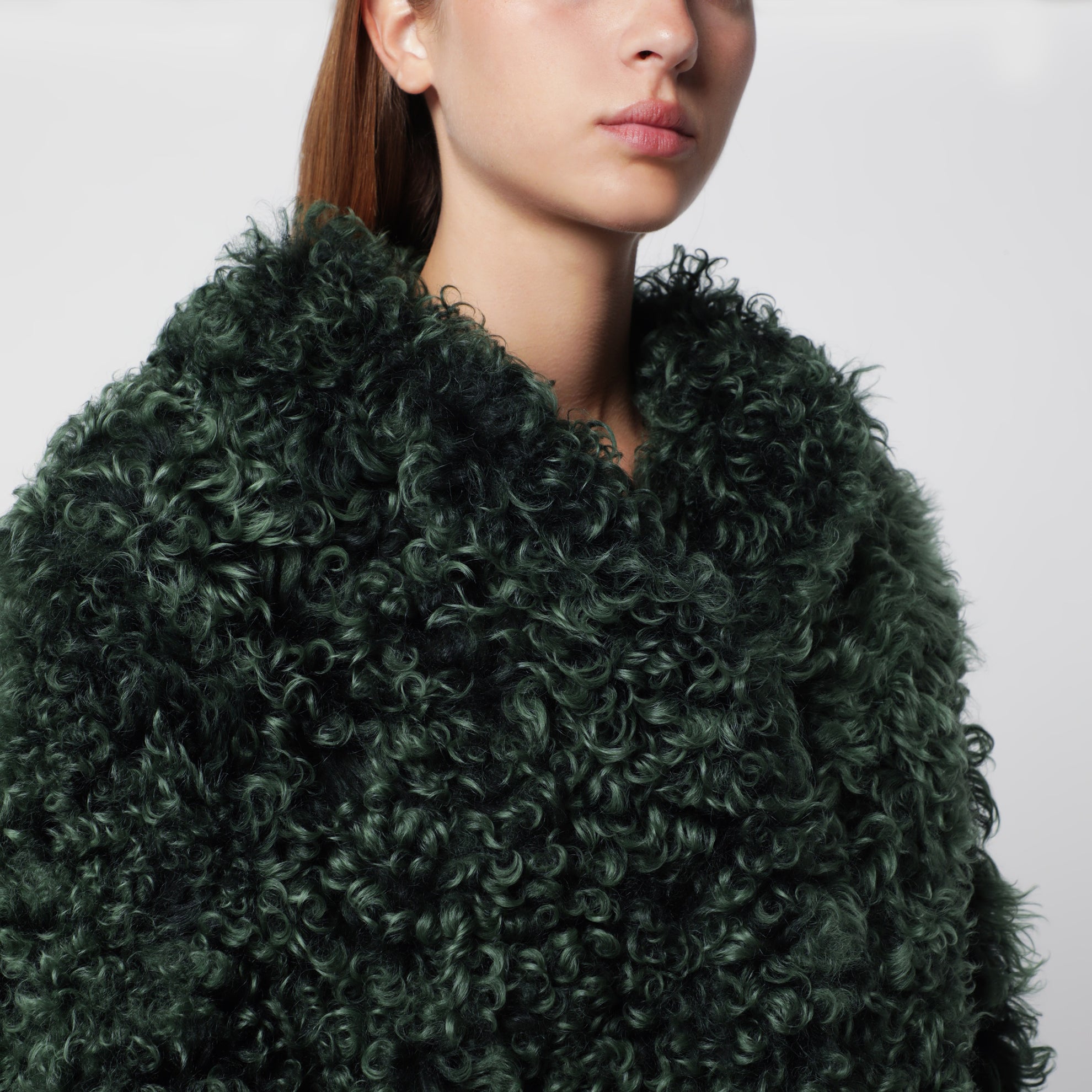 Manteau en fourrure vert émeraude