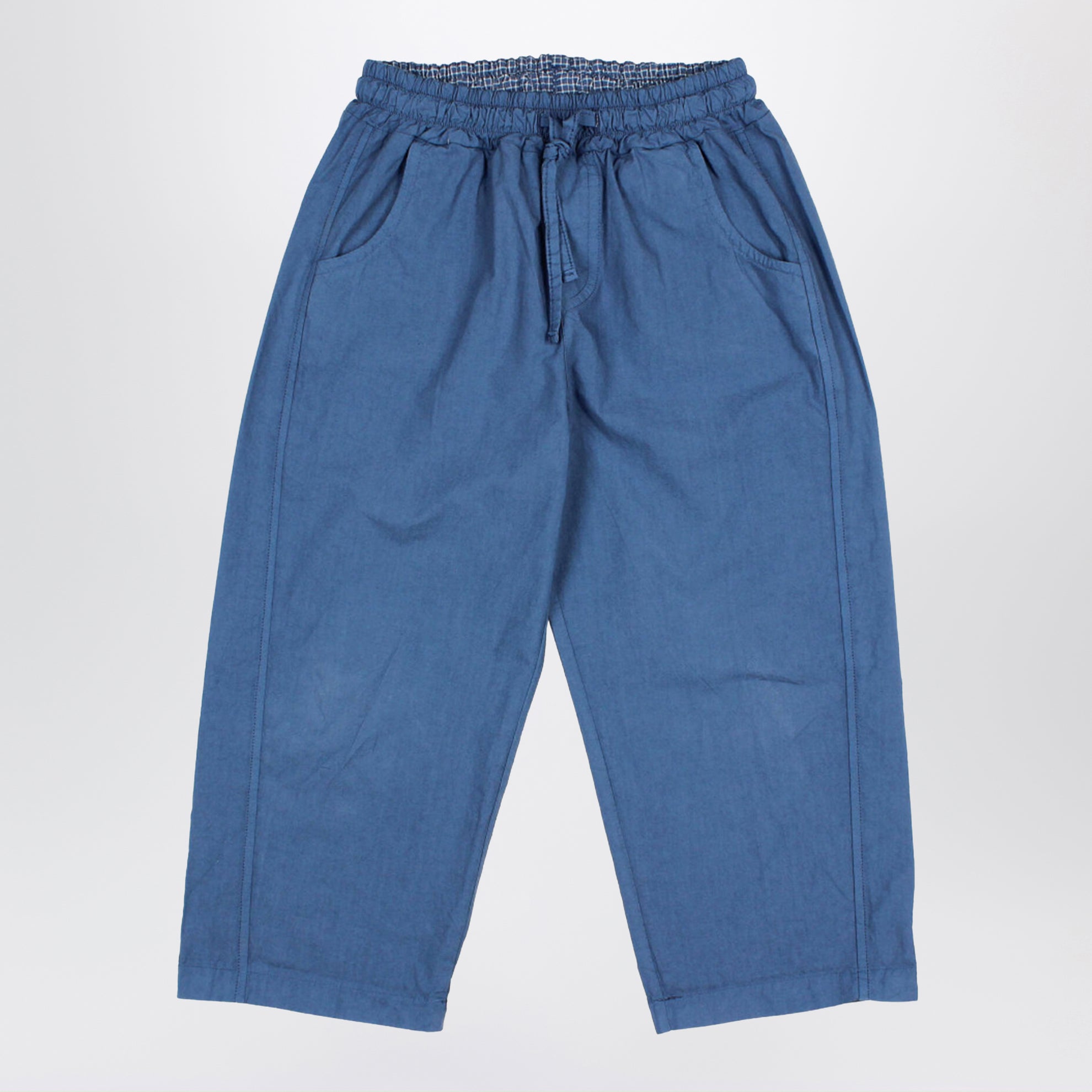 Pantaloni blu navy in popeline di cotone
