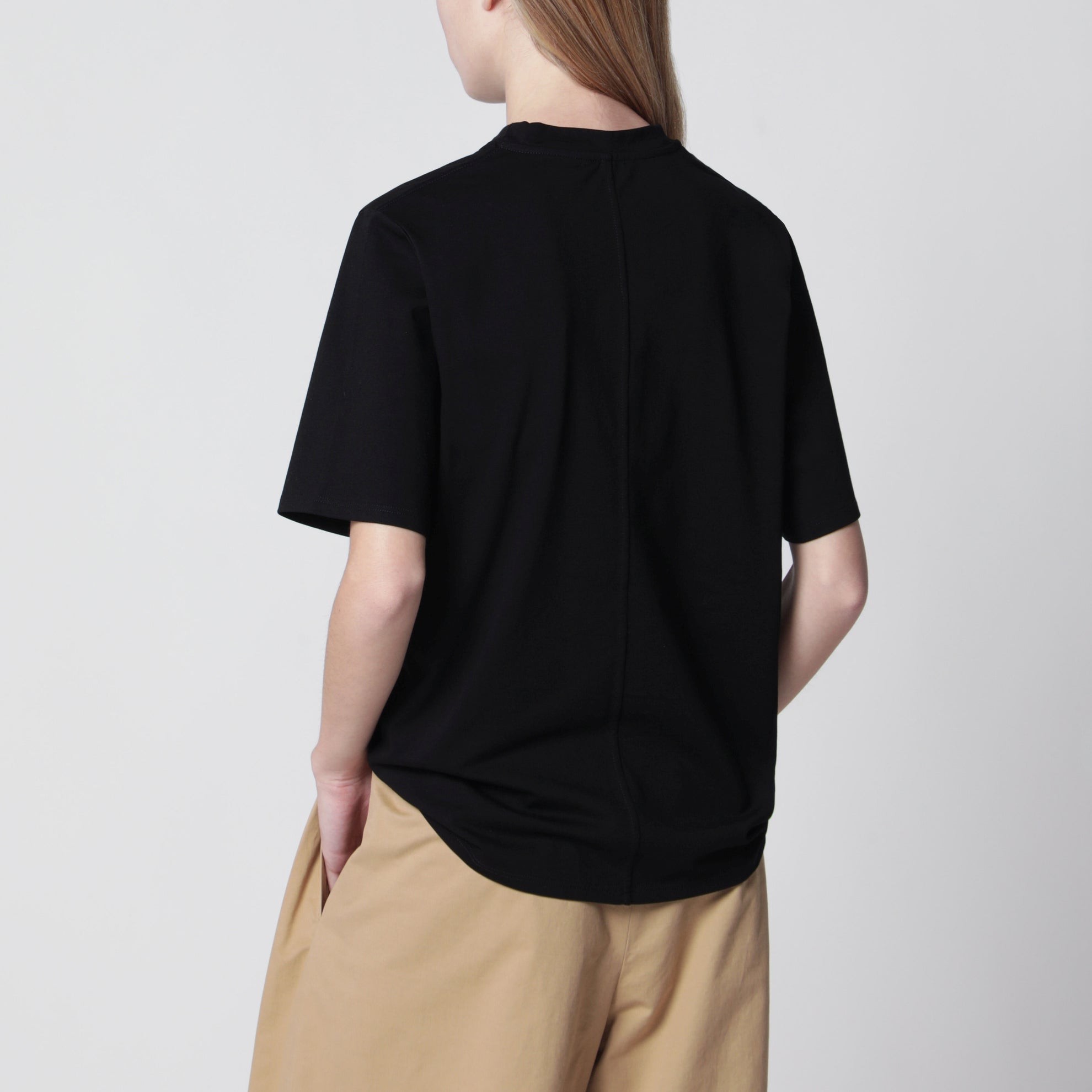 Schwarzes Kurzarm-T-Shirt aus Baumwolle