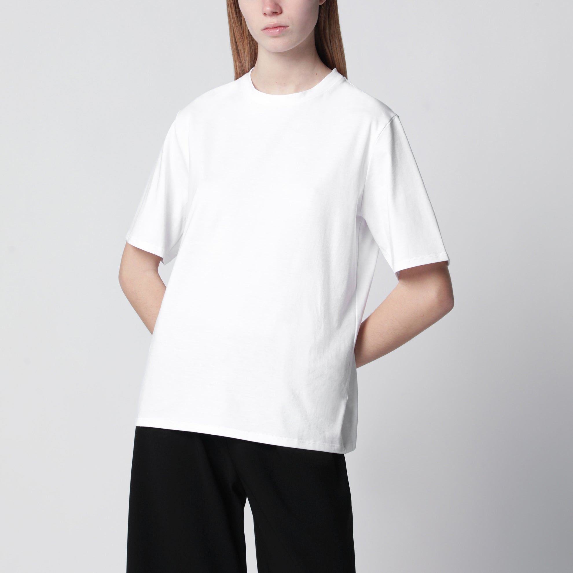 Kurzarm-T-Shirt mit Rundhals aus Baumwolle in Weiß