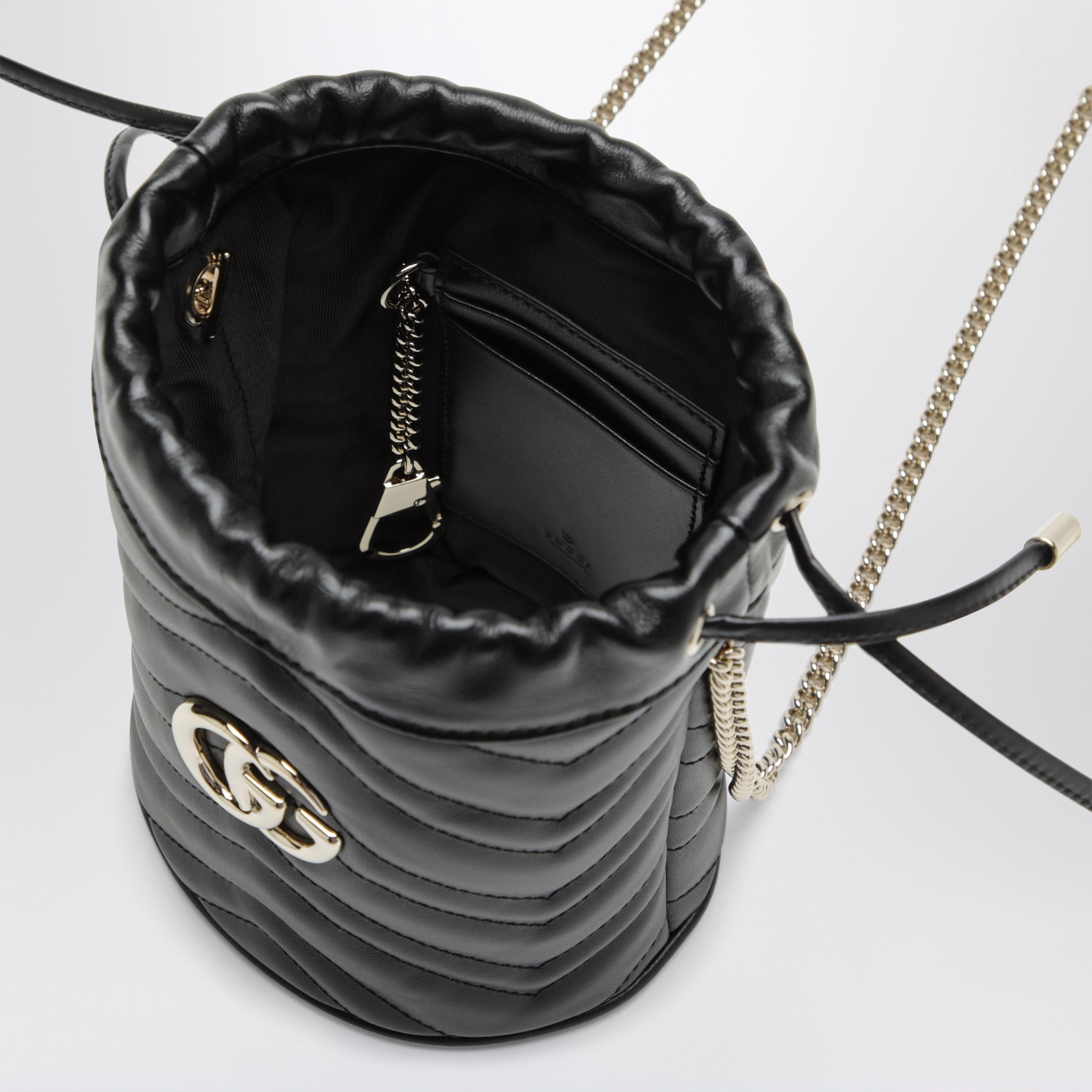Borsa a secchiello GG Marmont nero misura piccola