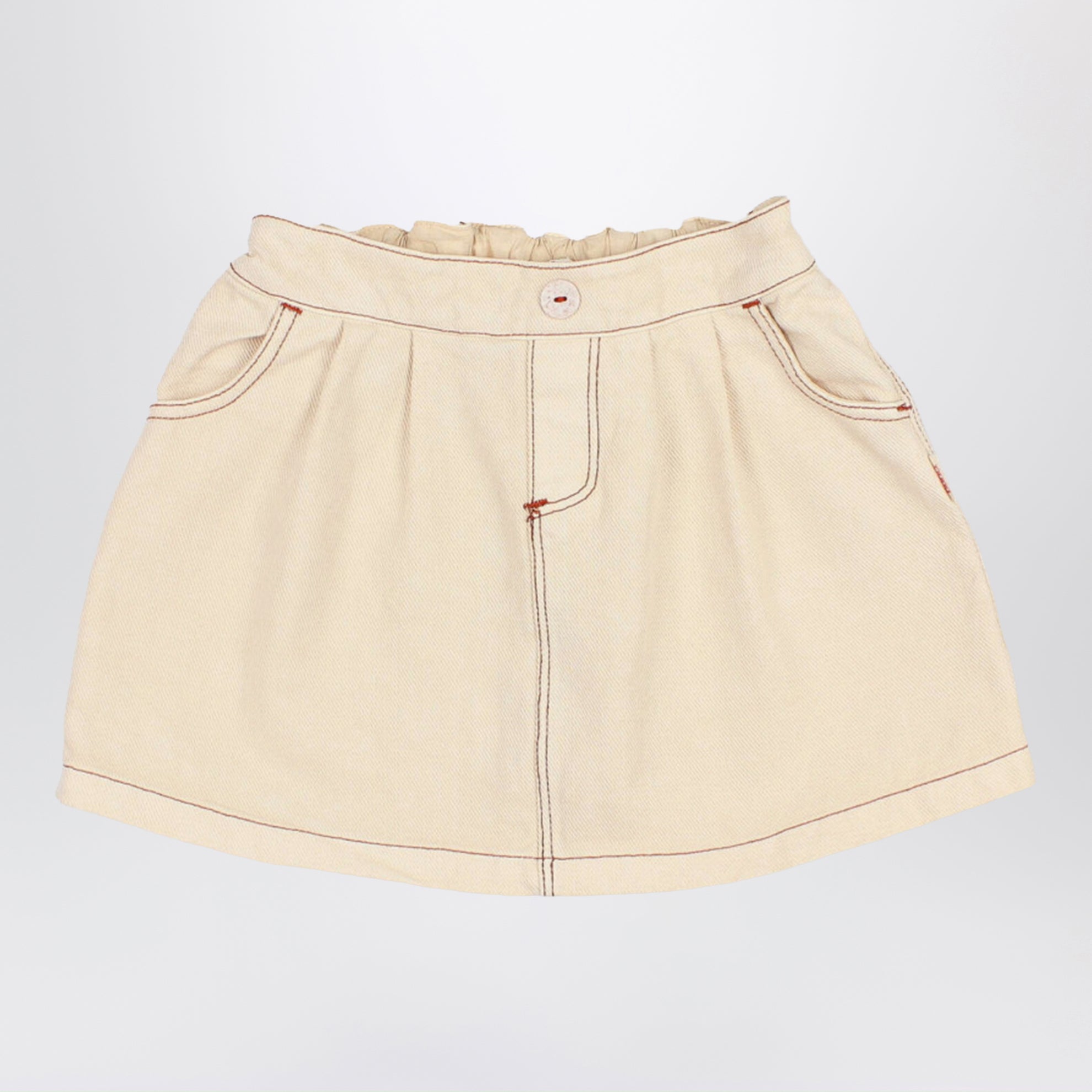 Sand-colored cotton blend skirt
