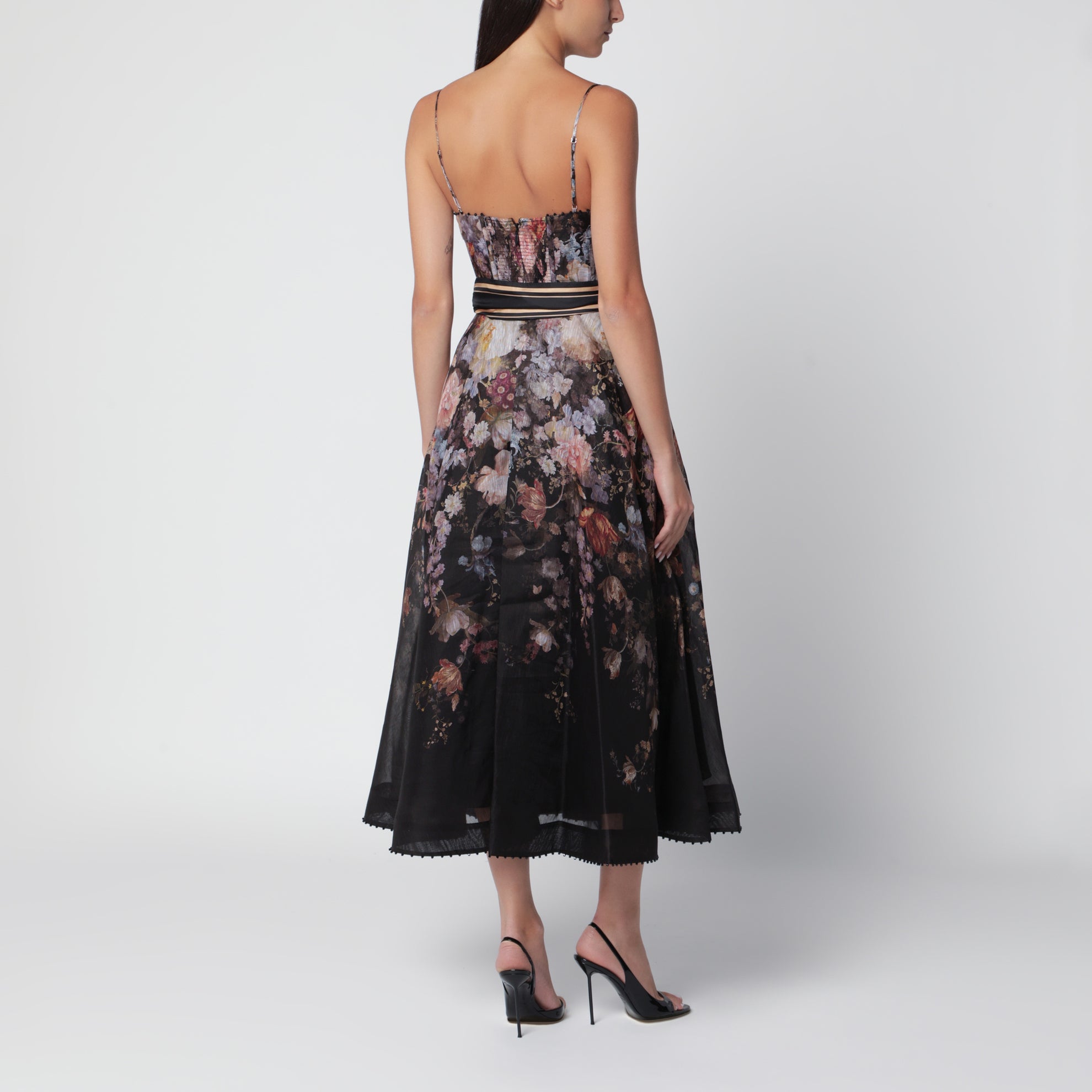 Valiant Midikleid mit Blumenmuster aus Seide und Leinen
