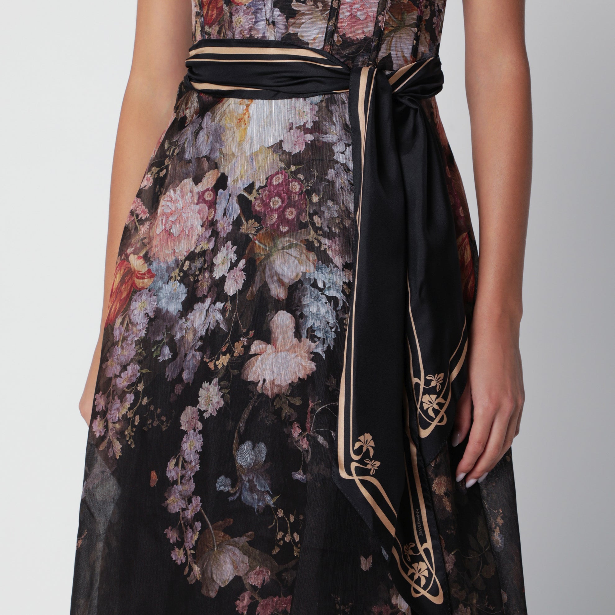 Valiant Midikleid mit Blumenmuster aus Seide und Leinen
