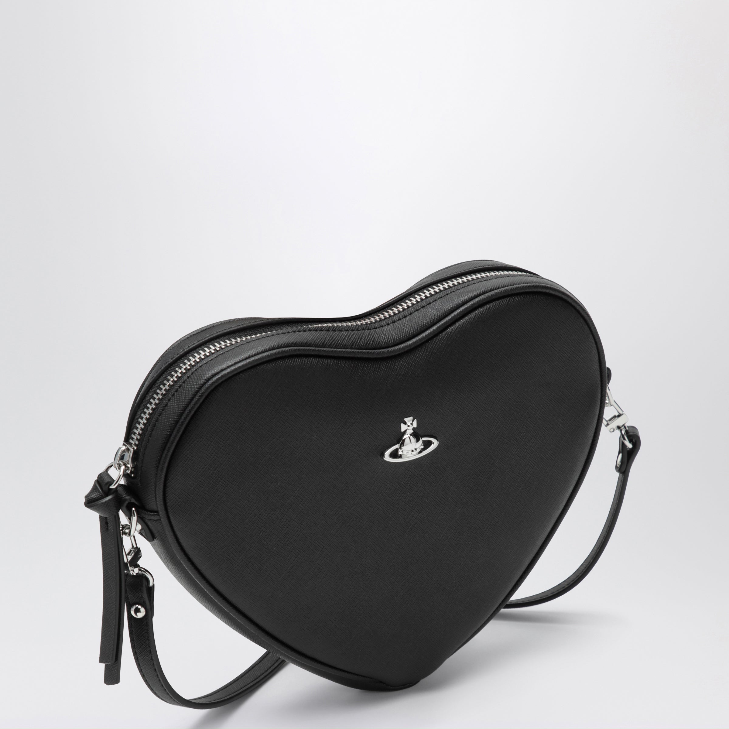 Vivienne Westwood Black Alexa Heart shoulder bag in Saffiano