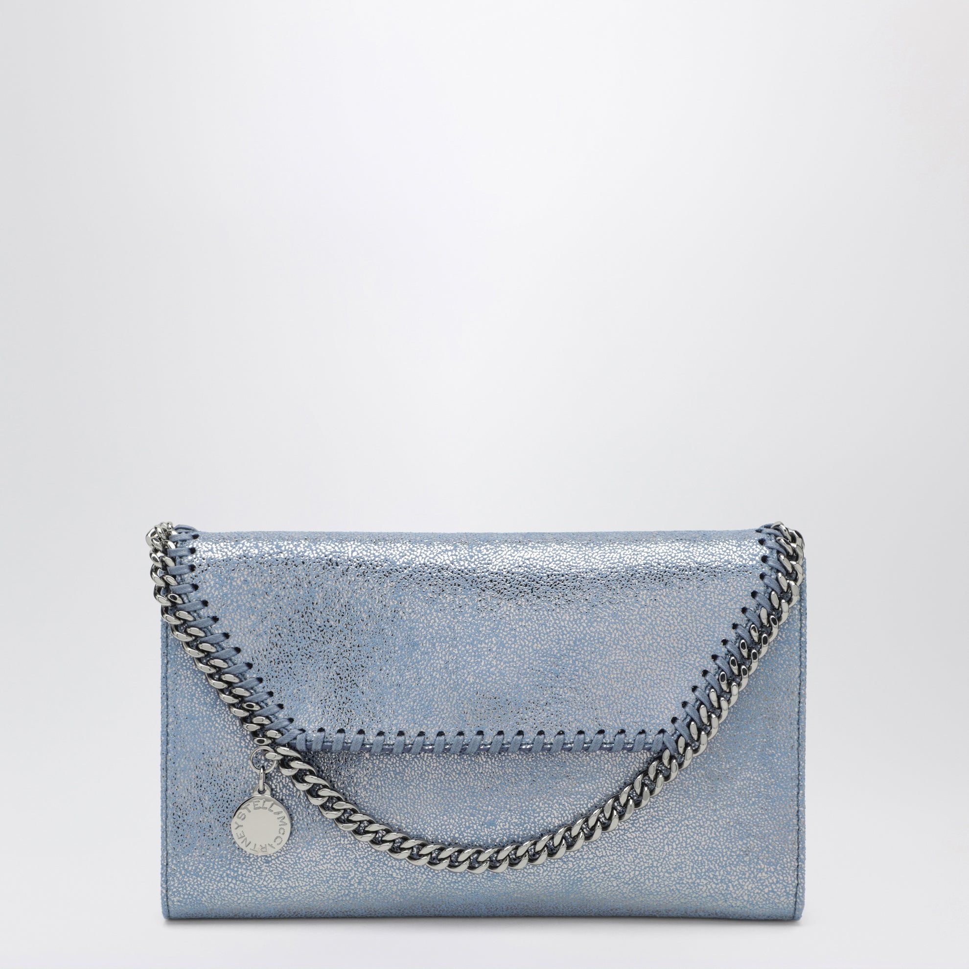 Falabella Kettenportemonnaie in Metallic-Denim