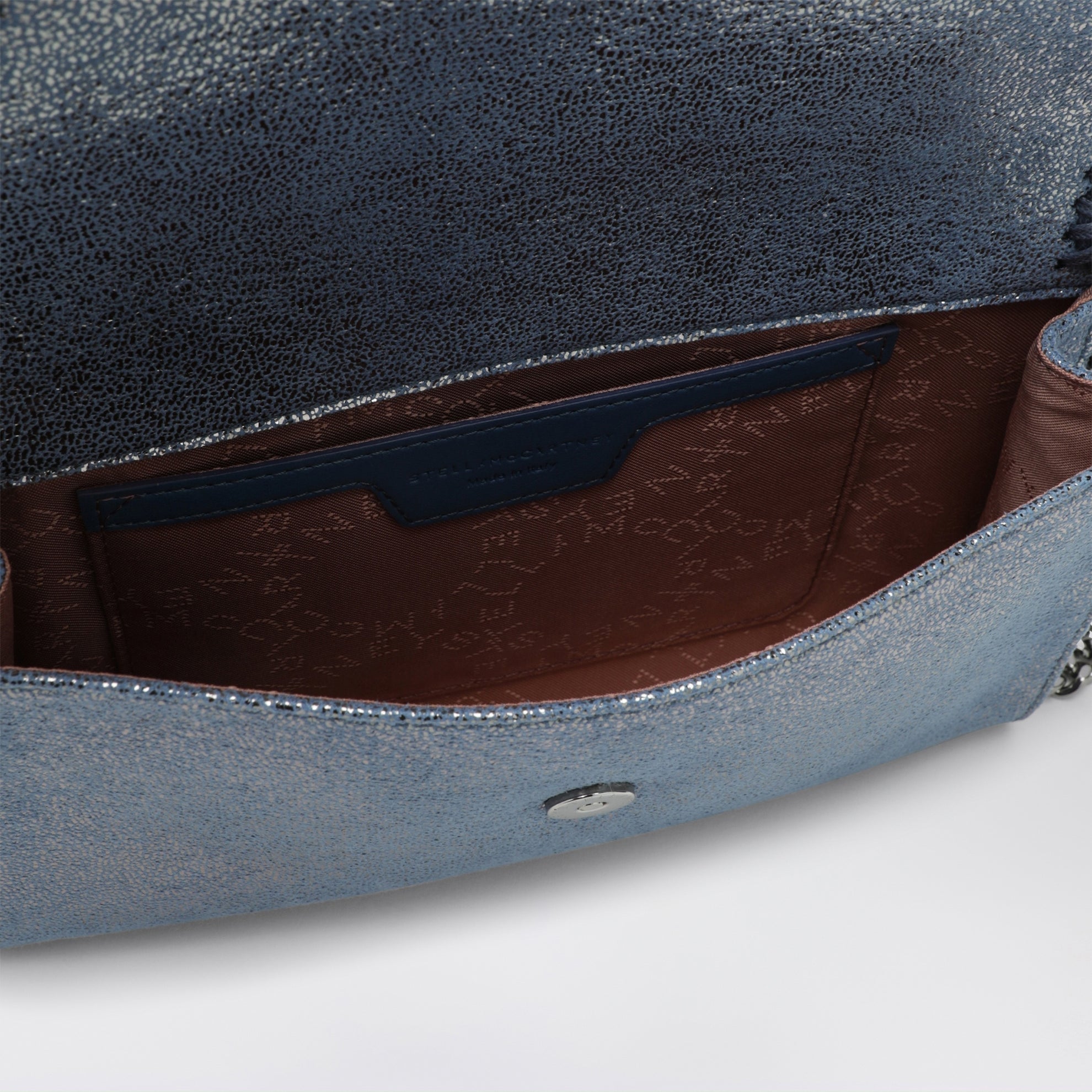 Falabella Kettenportemonnaie in Metallic-Denim