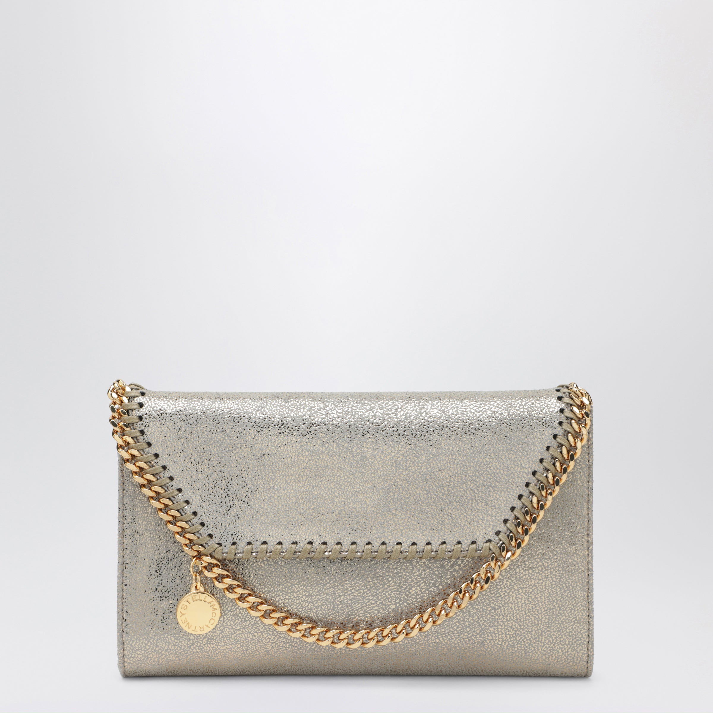 Stella McCartney Falabella Chain Wallet in Metallic Pyrite