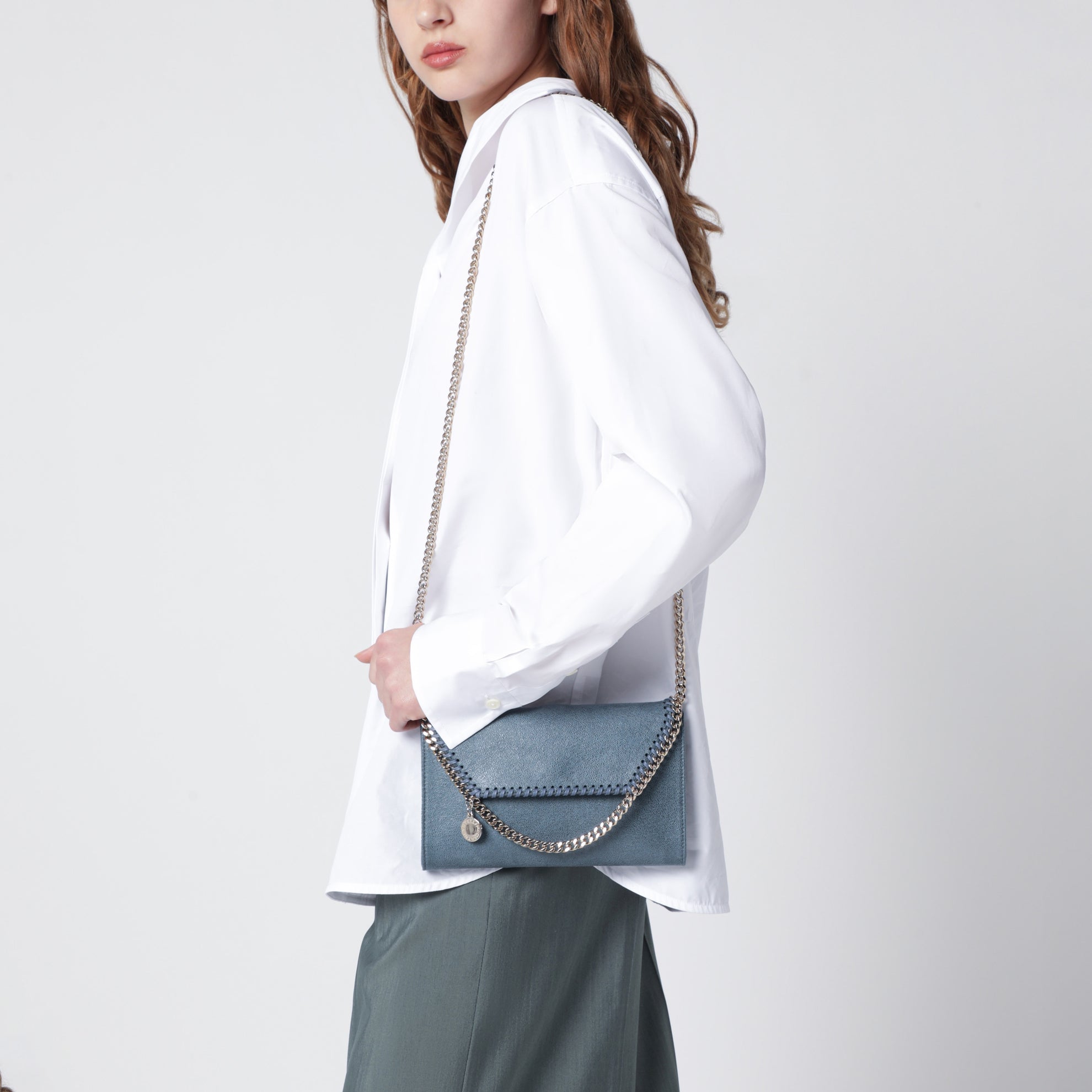Light blue Falabella shoulder wallet bag