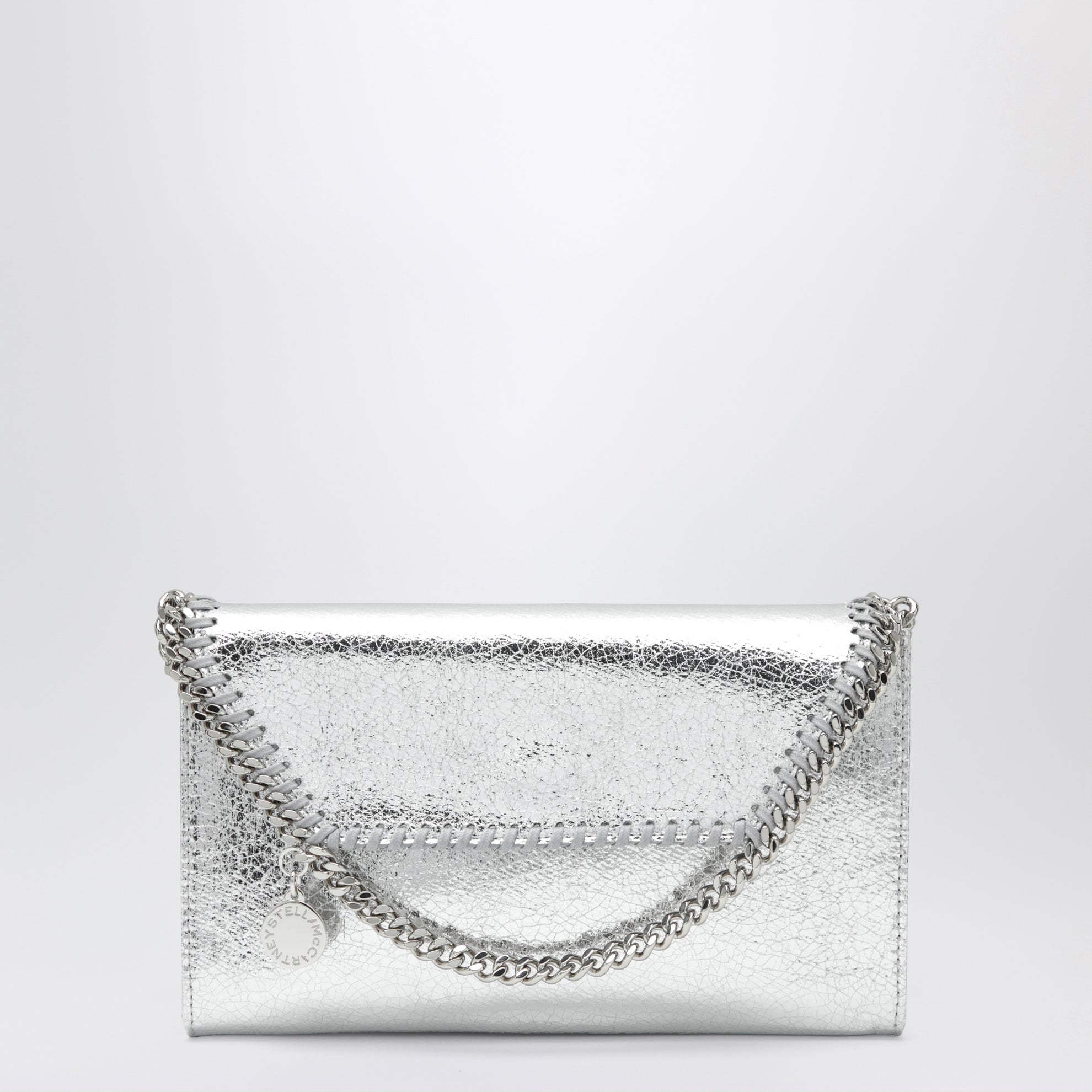 Falabella Umhänge-Geldbörsentasche in Metallic-Silber