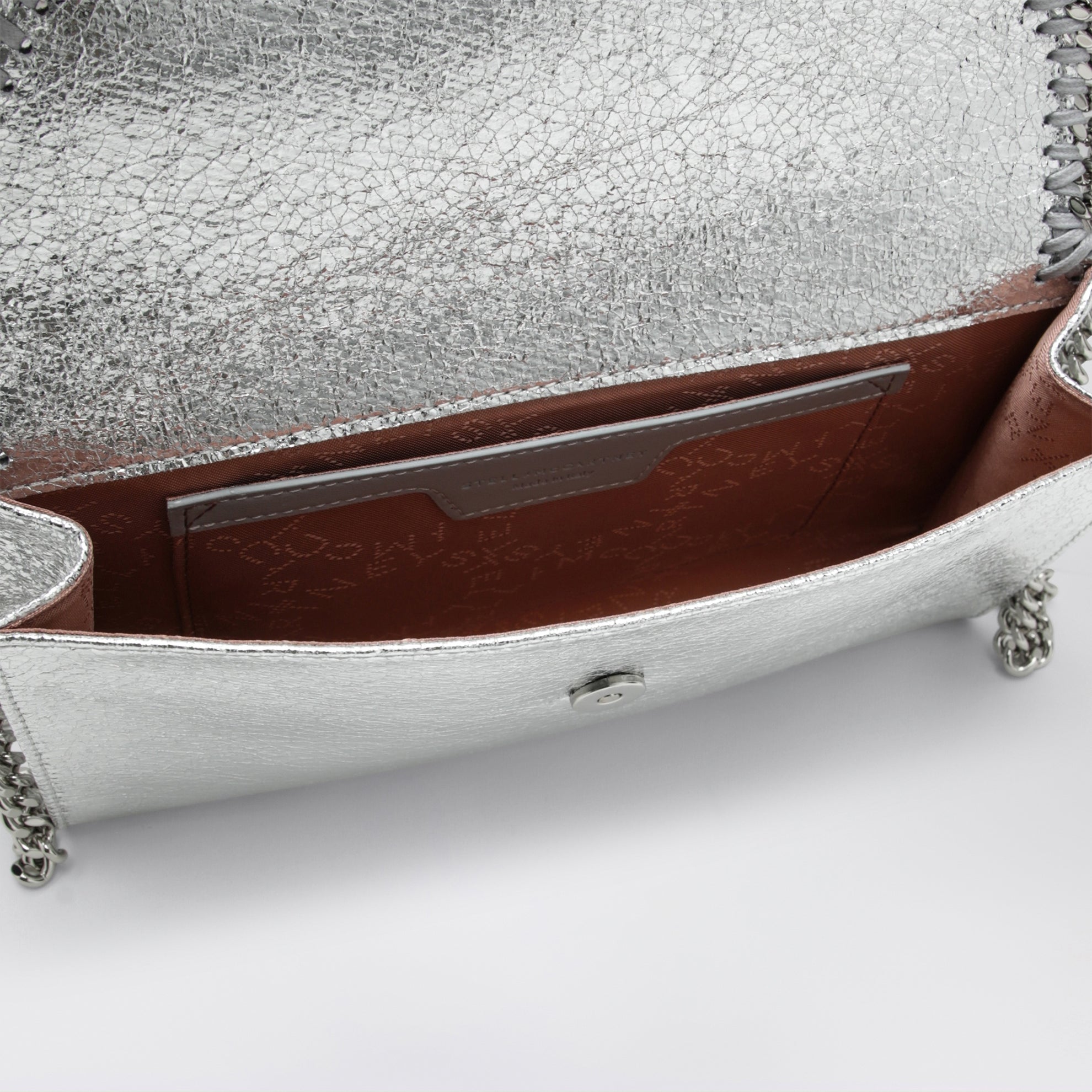 Falabella Umhänge-Geldbörsentasche in Metallic-Silber