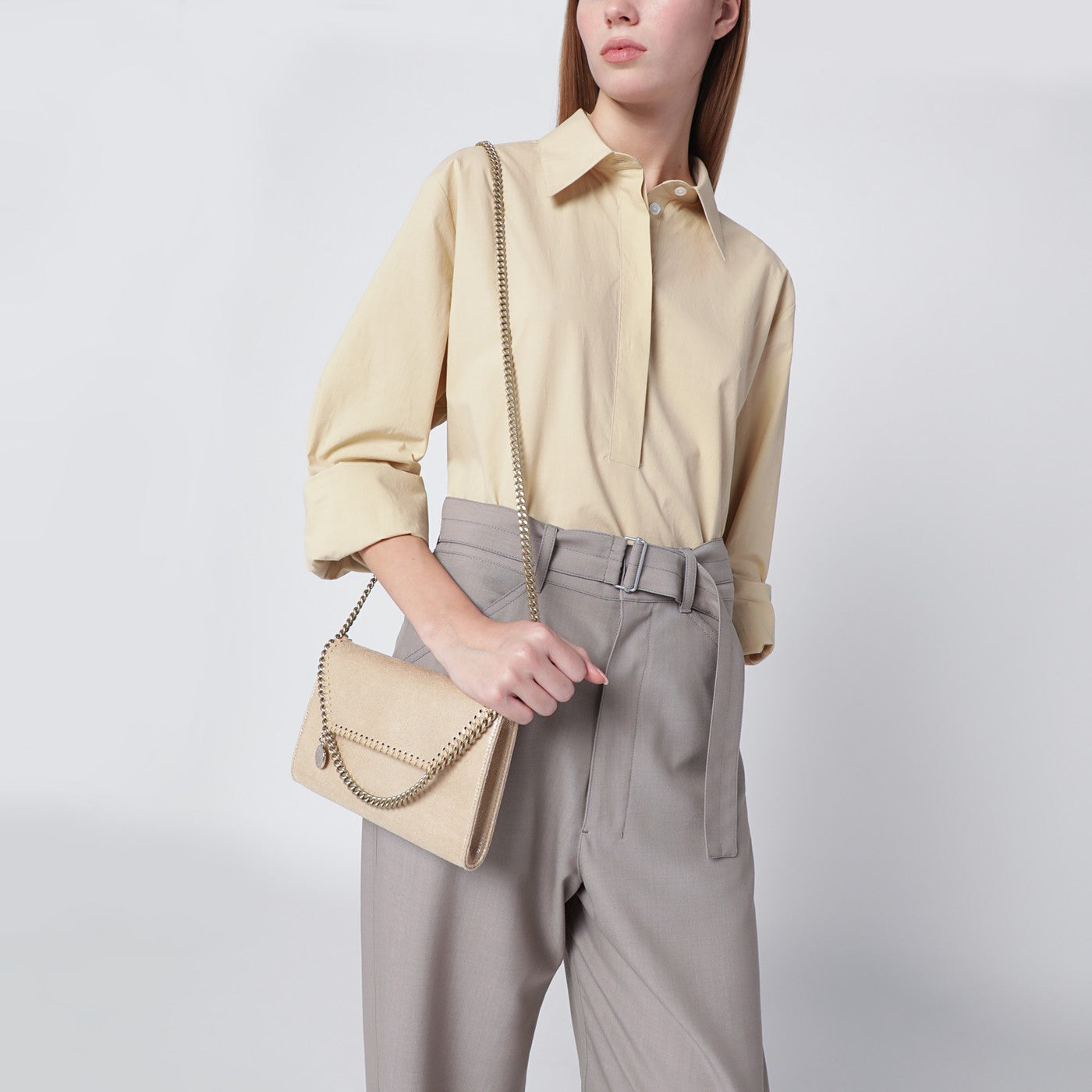 Falabella Airlite Gold crossbody wallet bag