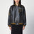 Leather bomber Vintage black with patch